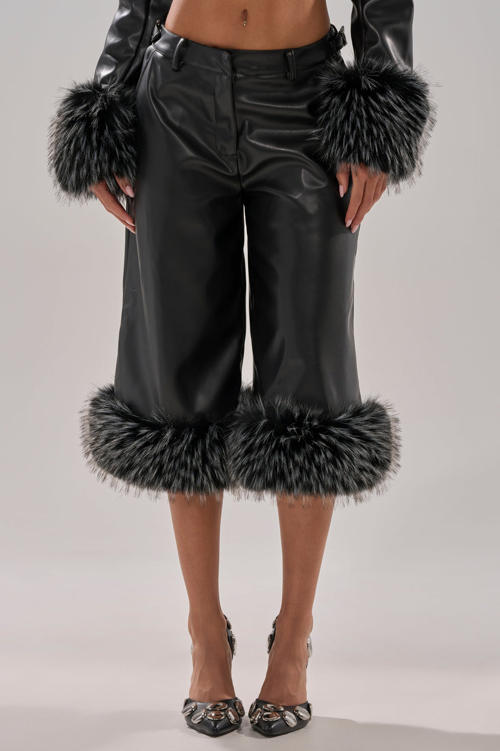 MIND YOUR OWN FUR TRIM BERMUDA SHORTS