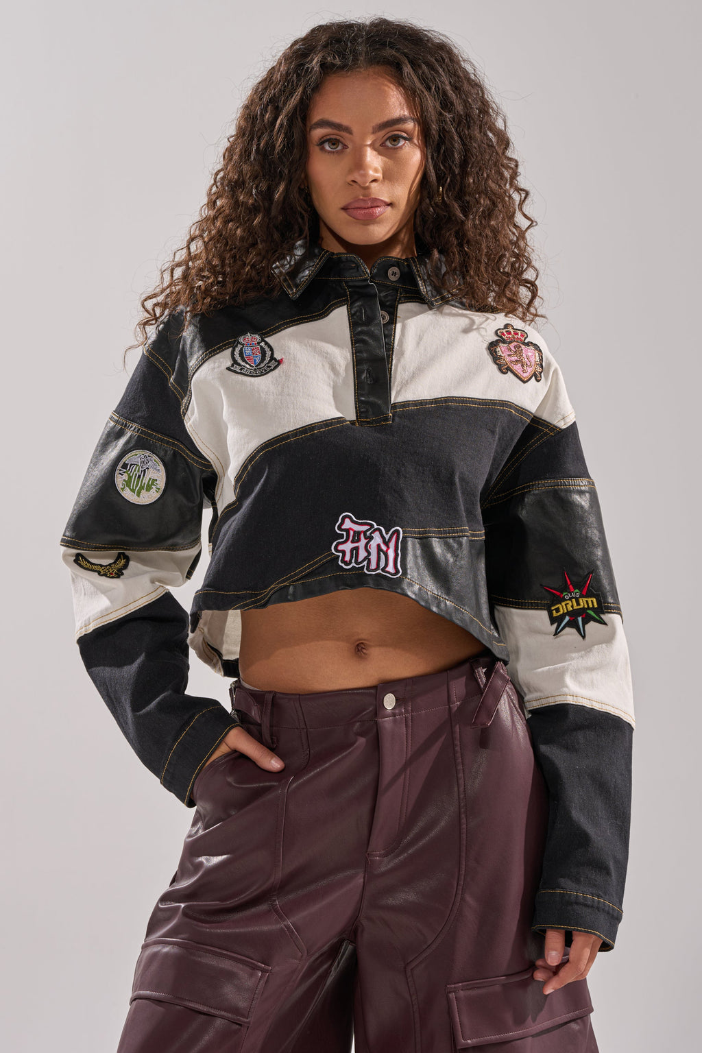 GUESS WHAT STRIPE COLLARED BLOUSE