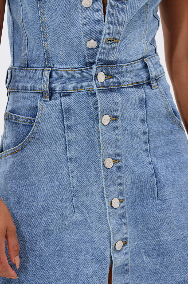 READ IT AND WEEP DENIM MINI DRESS