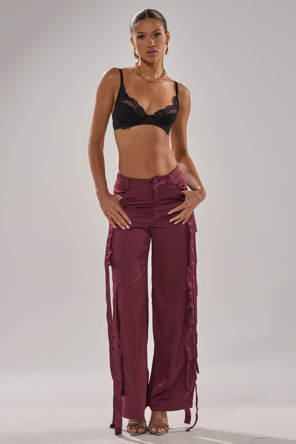 TAKE ME EVERYWHERE SATIN CARGO PANT