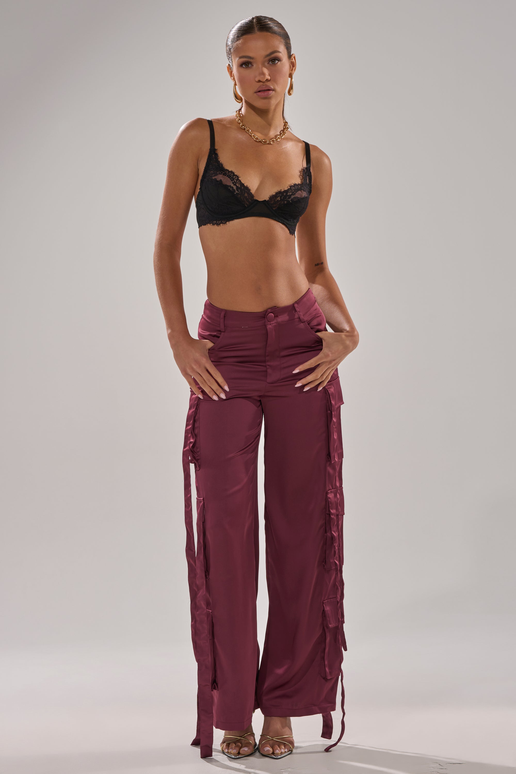 TAKE ME EVERYWHERE SATIN CARGO PANT