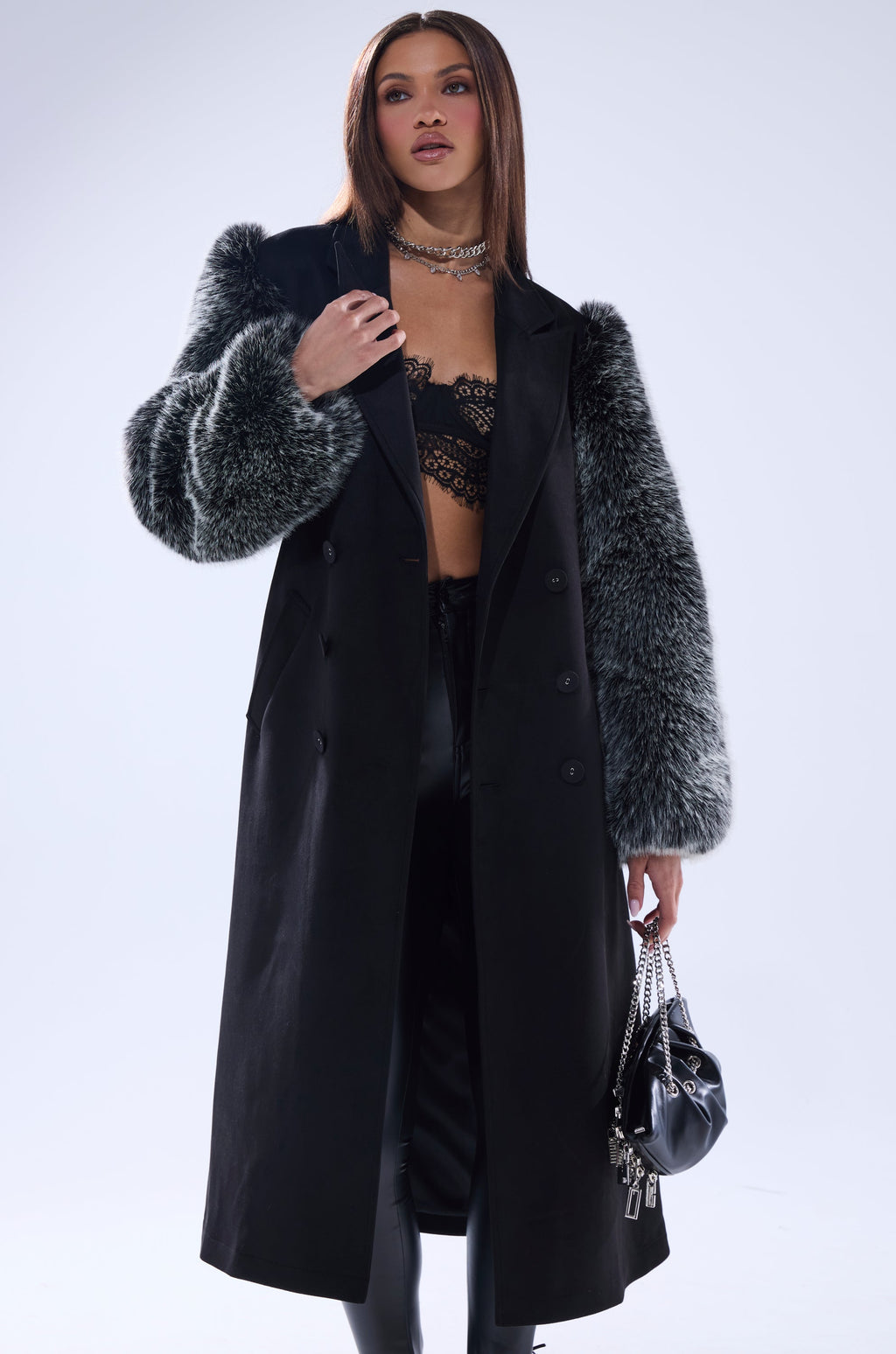 NOLITA FUR SLEEVE TRENCH