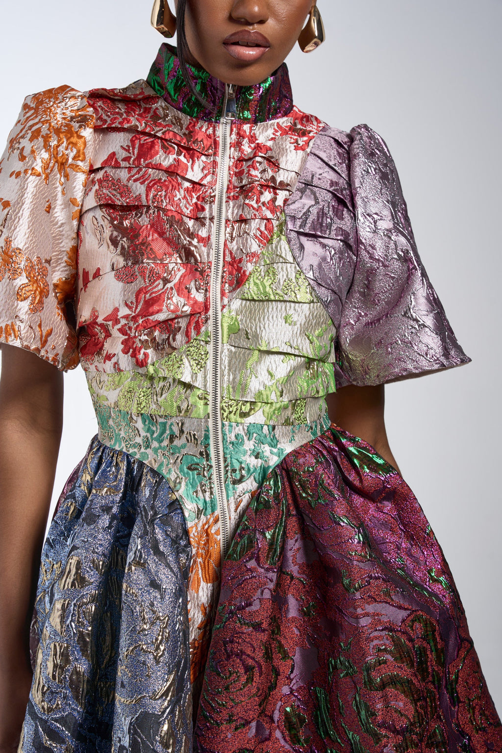 STAY WITH ME BROCADE MINI DRESS