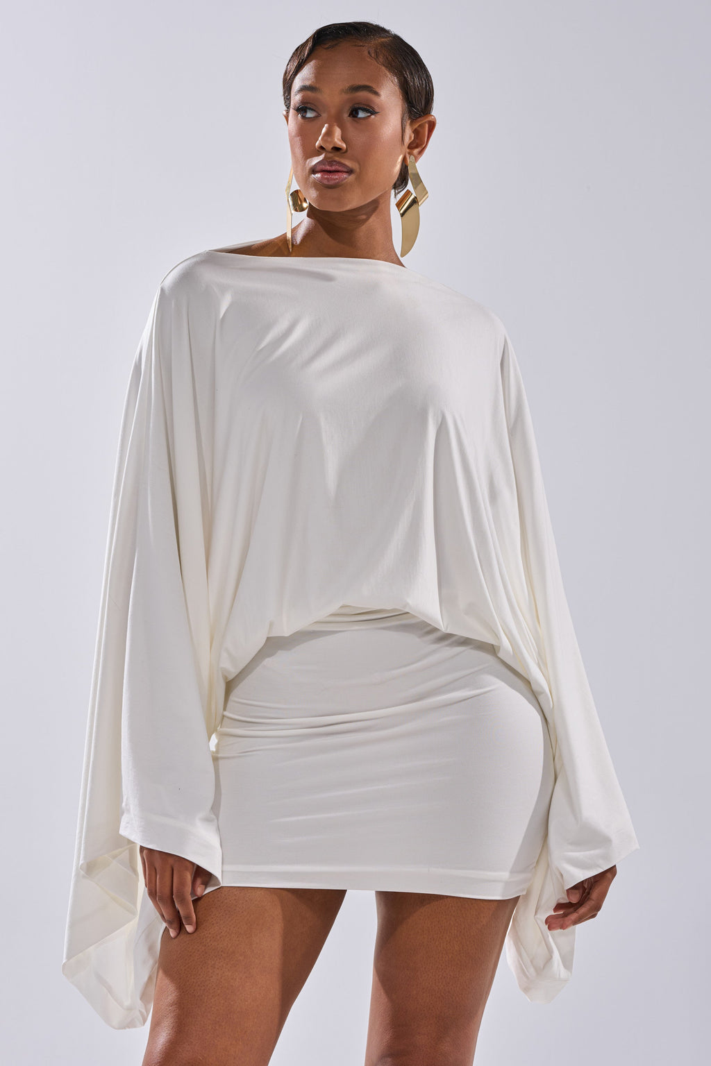 DIANA DRAPED MINI DRESS IN WHITE