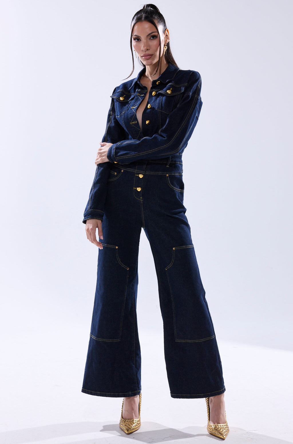 ANGELA CARGO DENIM JUMPSUIT