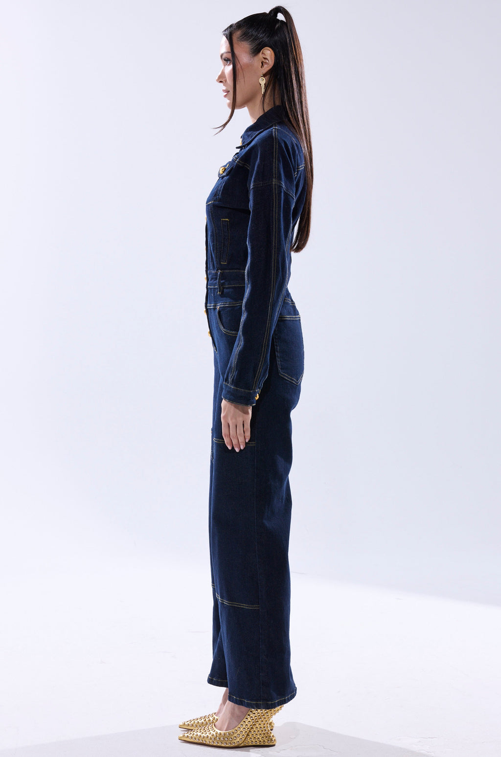 ANGELA CARGO DENIM JUMPSUIT