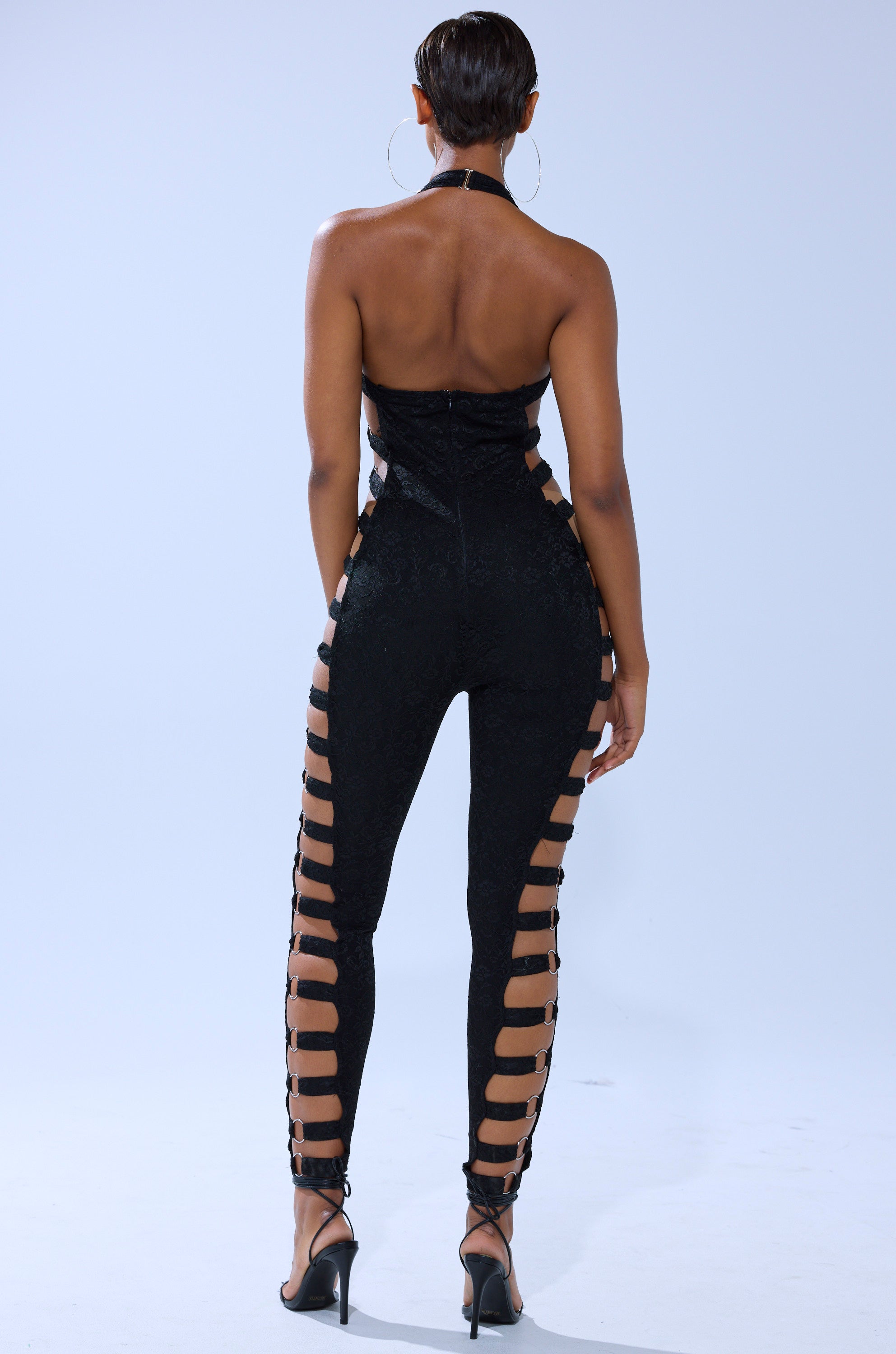 NOT FOR EVERYONE CUTOUT LACE JUMPSUIT