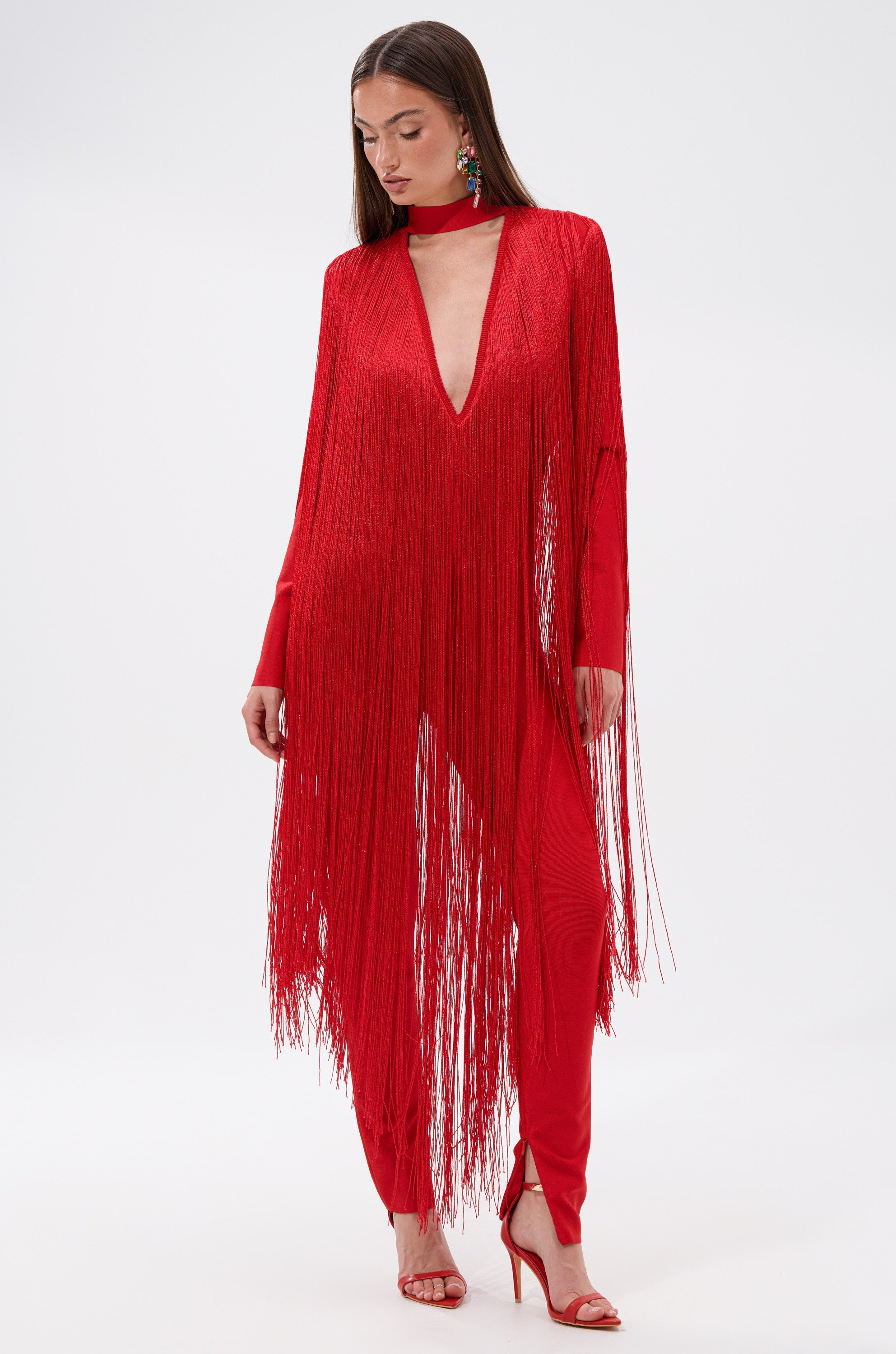 BELLE BANDAGE JUMPSUIT WITH FRINGE