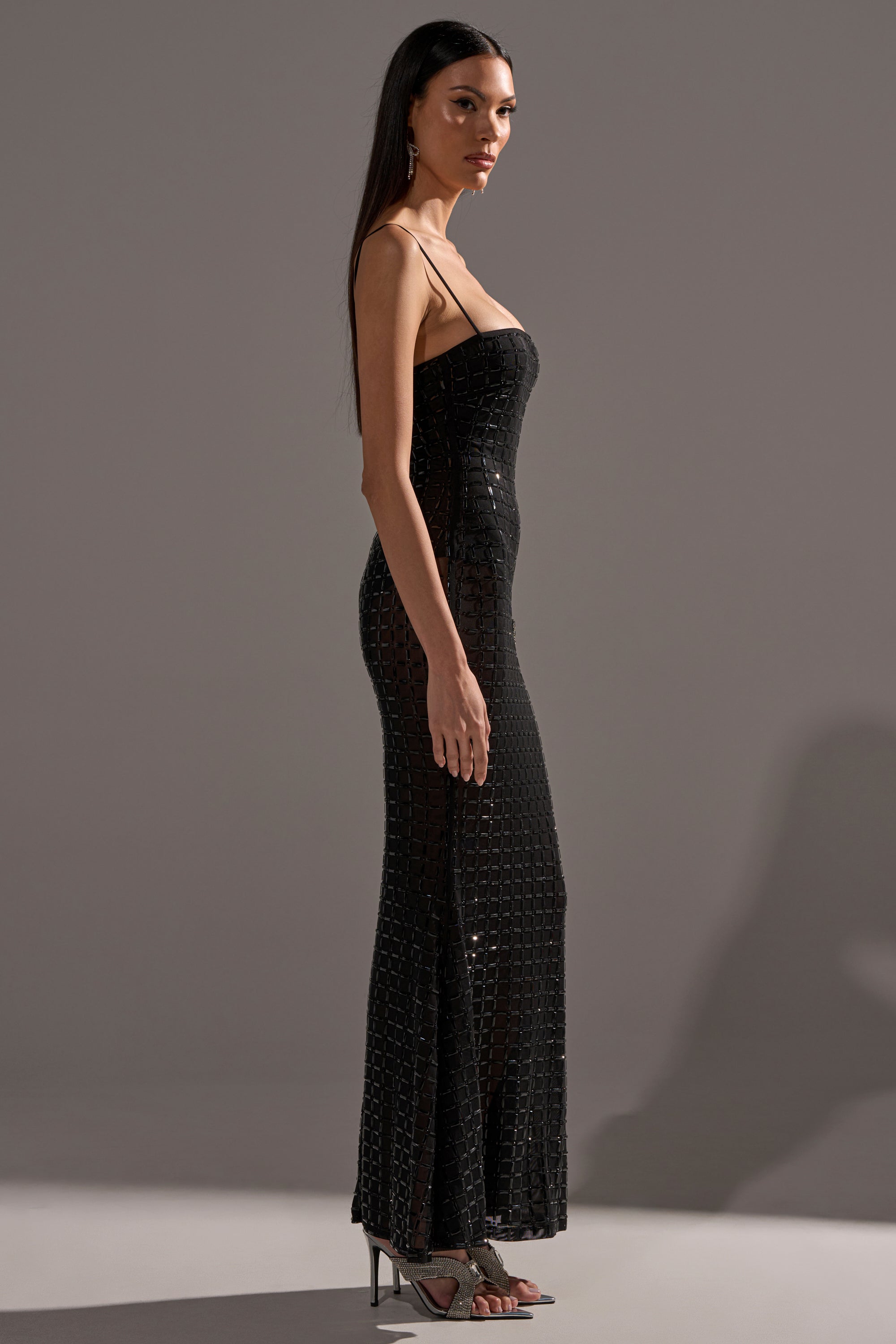 UNTOUCHABLE RHINESTONE MAXI DRESS