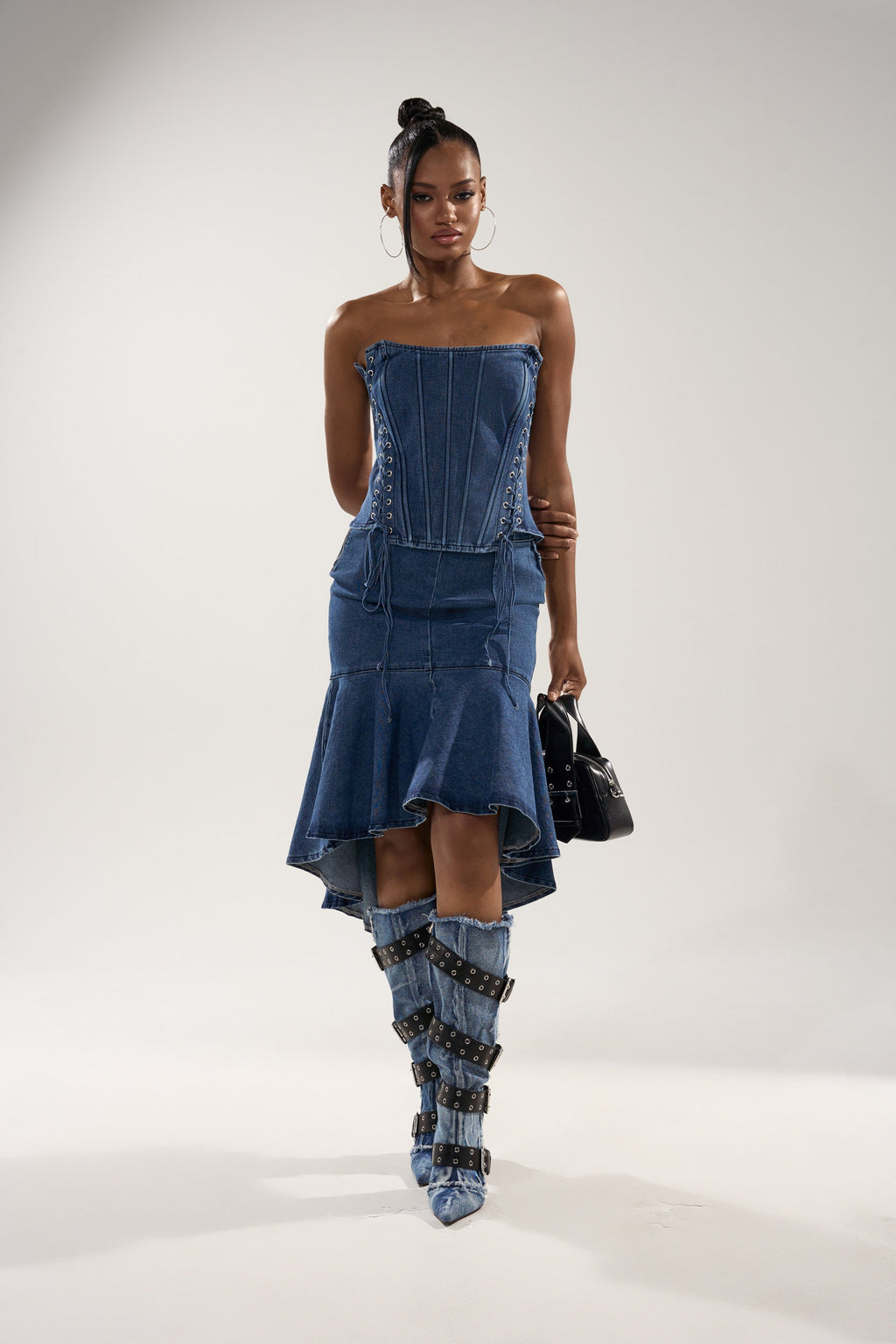 YOU WISH DENIM MIDI SKIRT