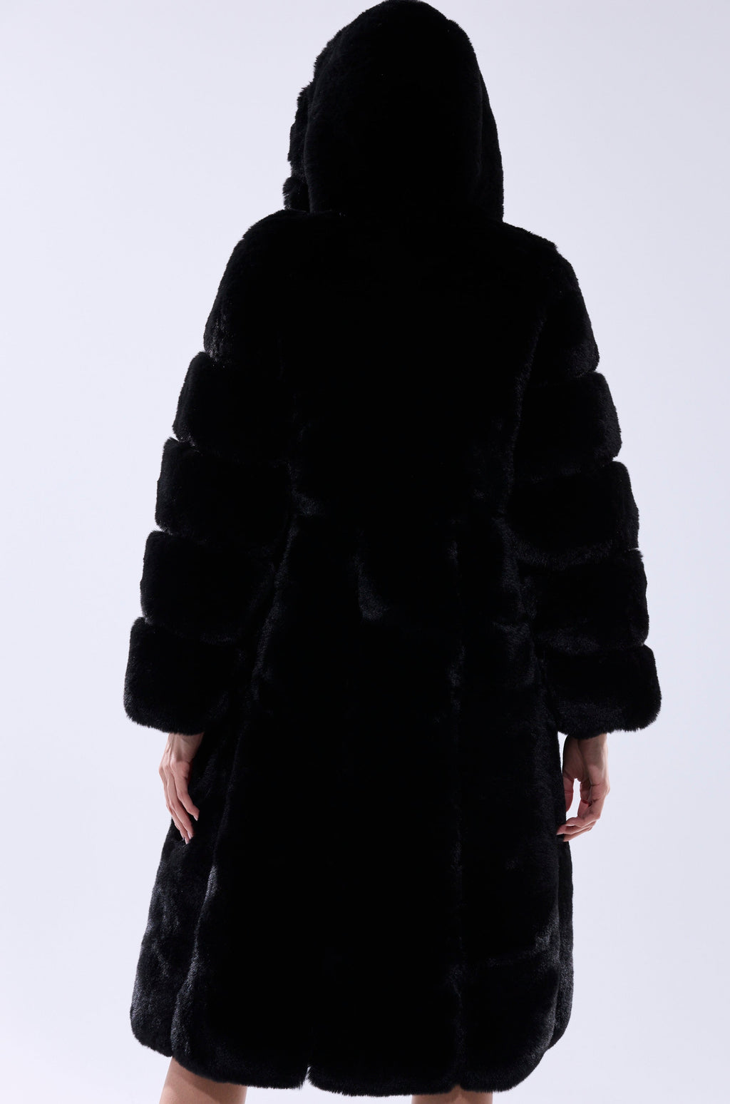 BERLIN HOODED FAUX FUR IN BLACK