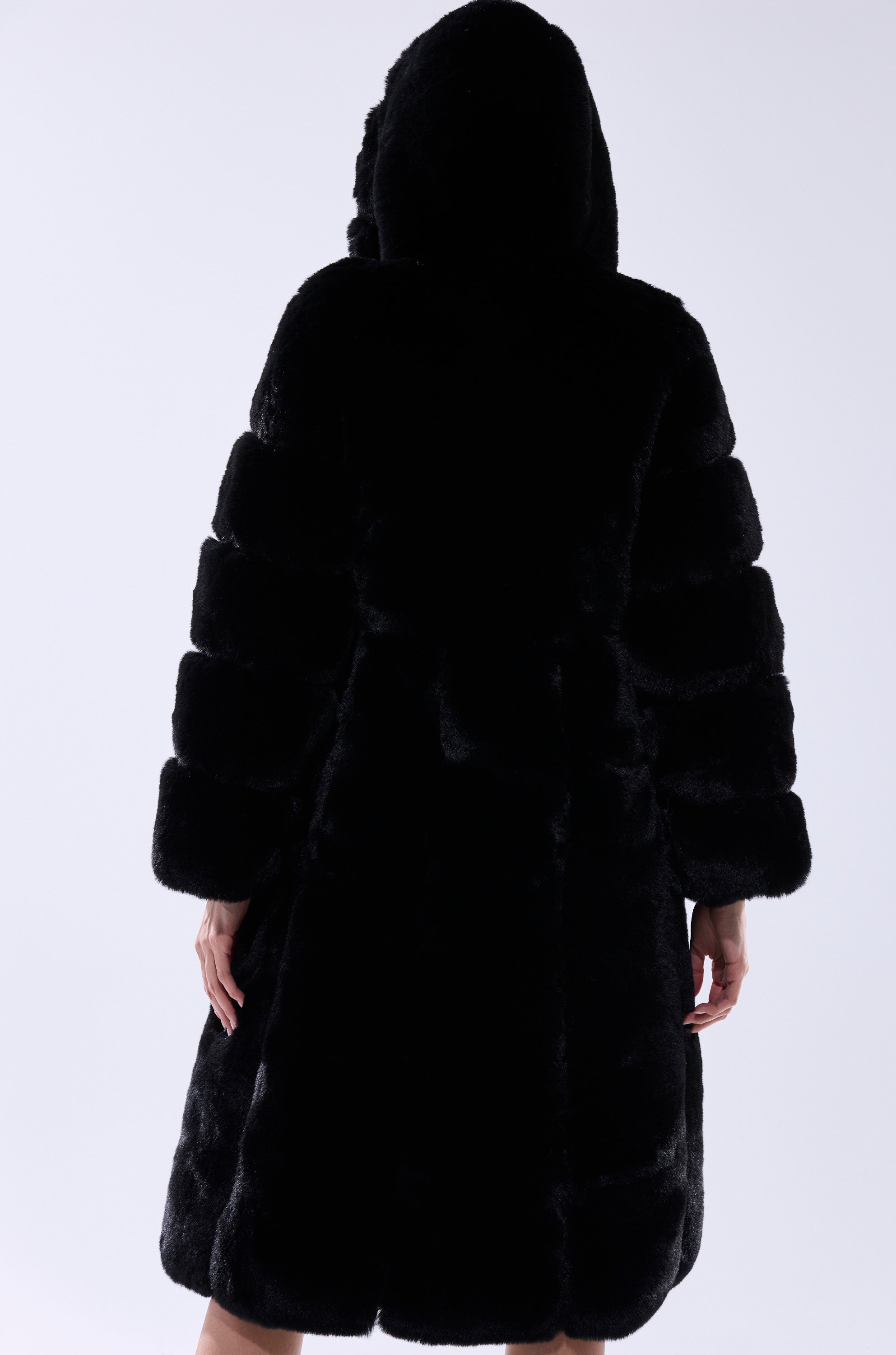 BERLIN HOODED FAUX FUR IN BLACK