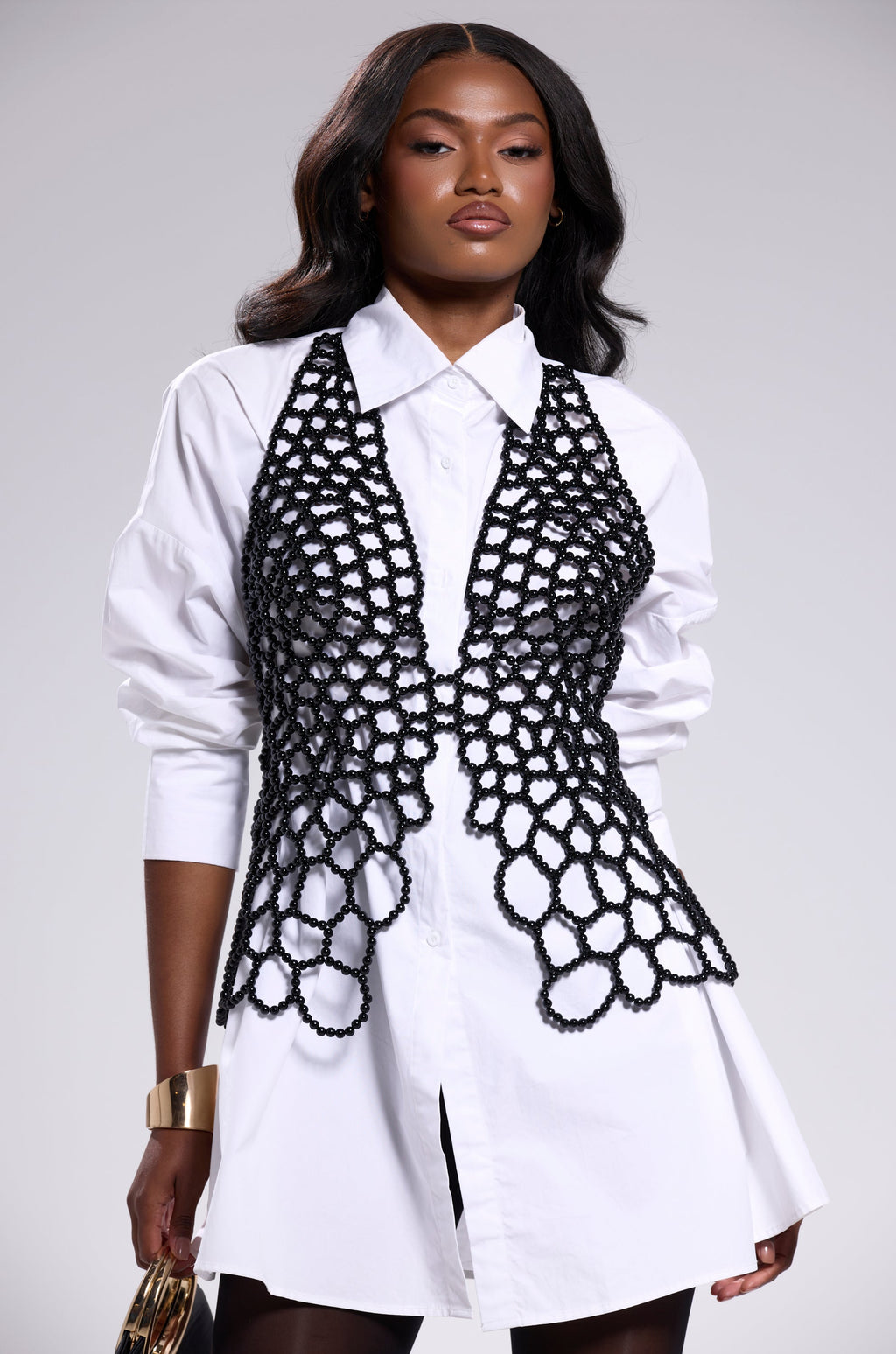 GETTIN HOT IN HERE BEADED TOP IN BLACK