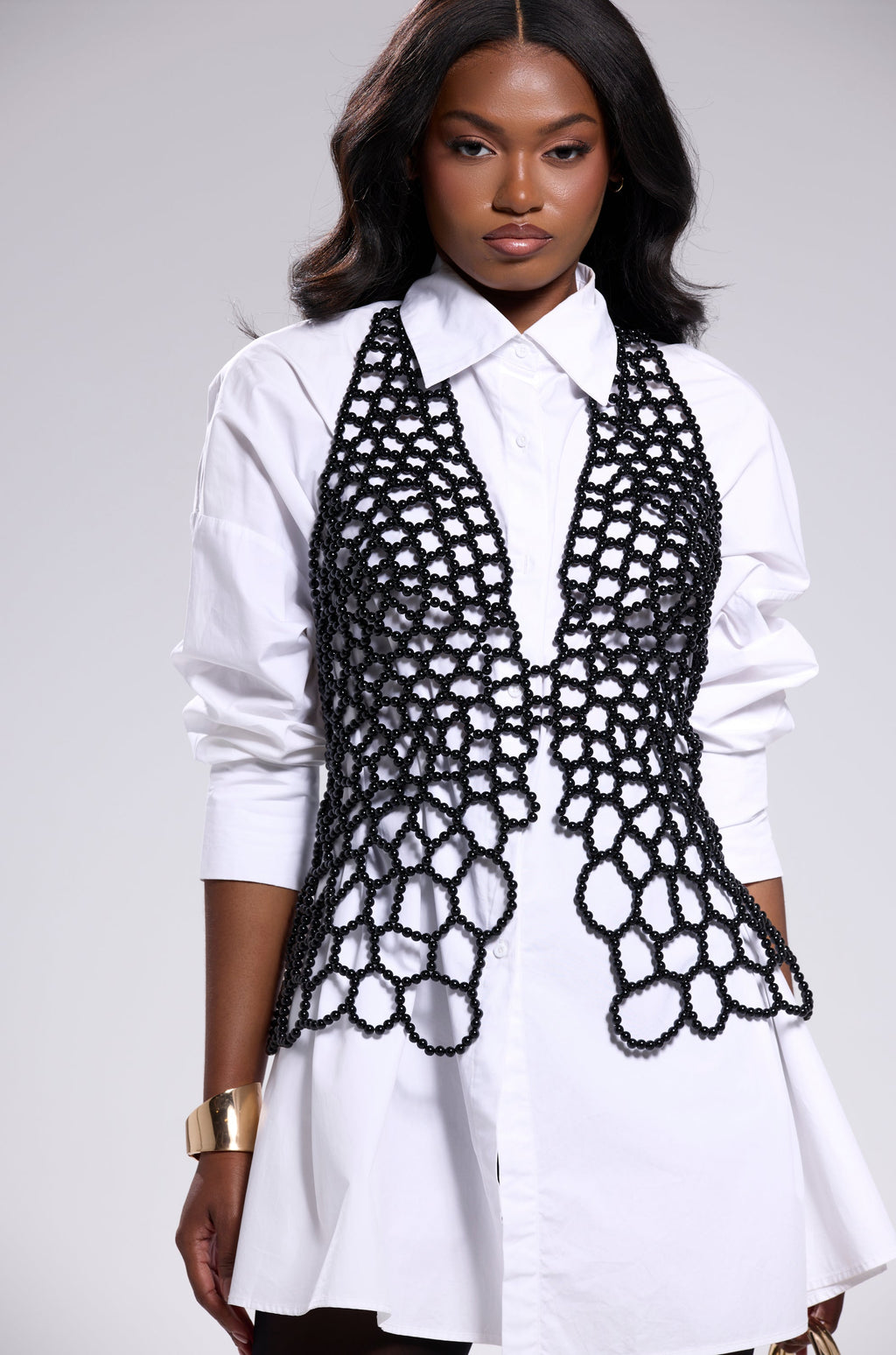 GETTIN HOT IN HERE BEADED TOP IN BLACK