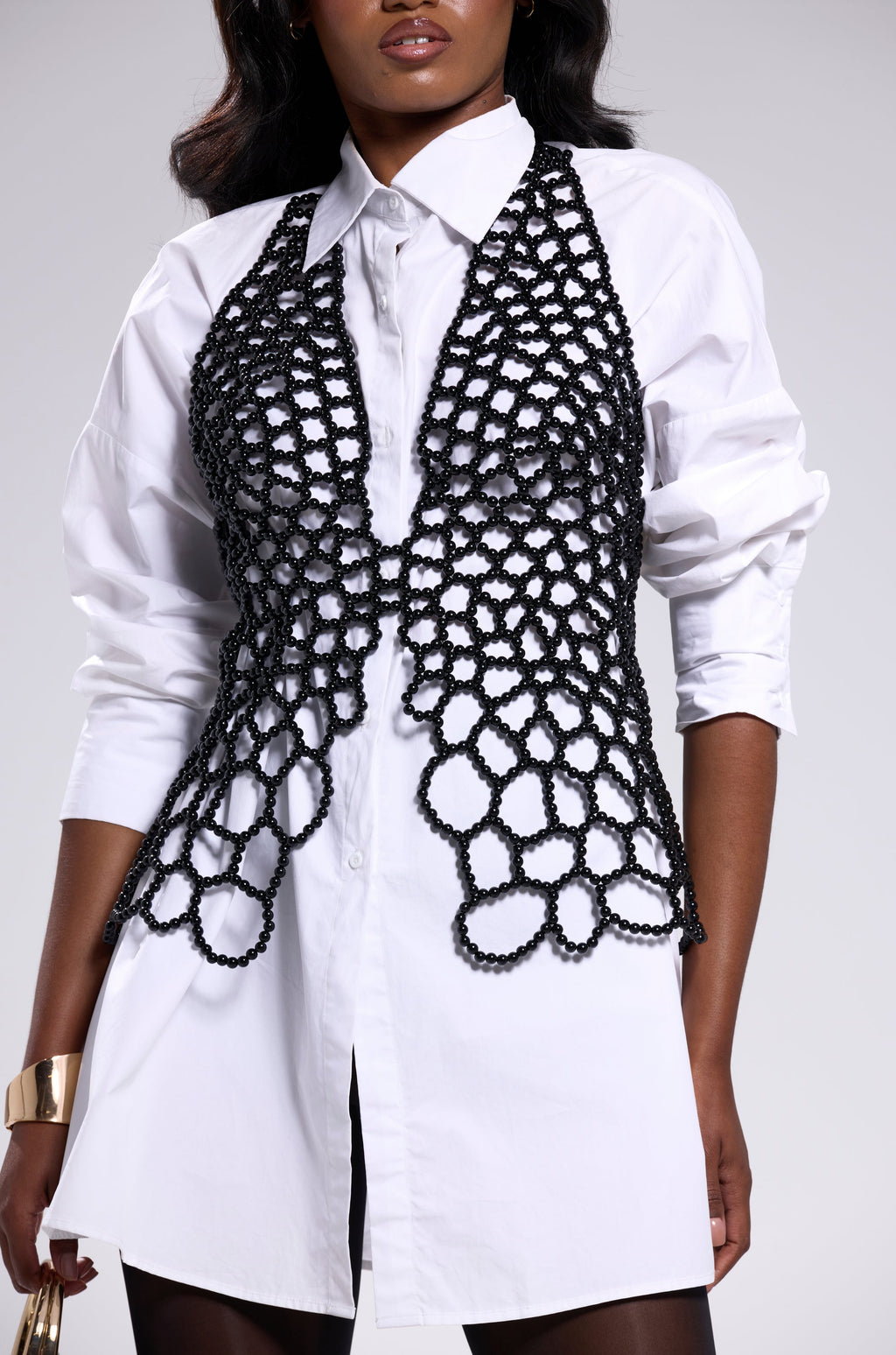 GETTIN HOT IN HERE BEADED TOP IN BLACK