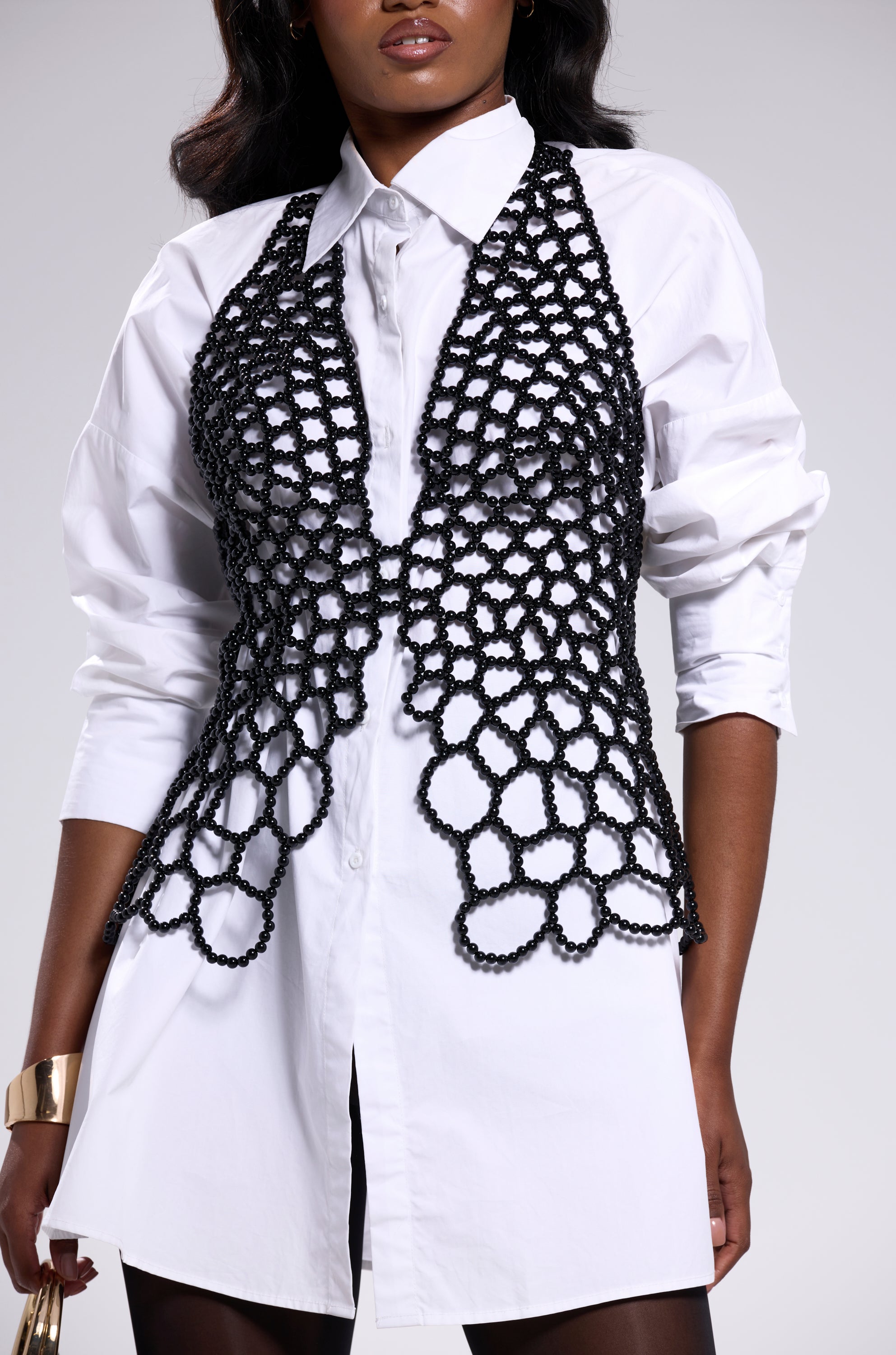 GETTIN HOT IN HERE BEADED TOP IN BLACK