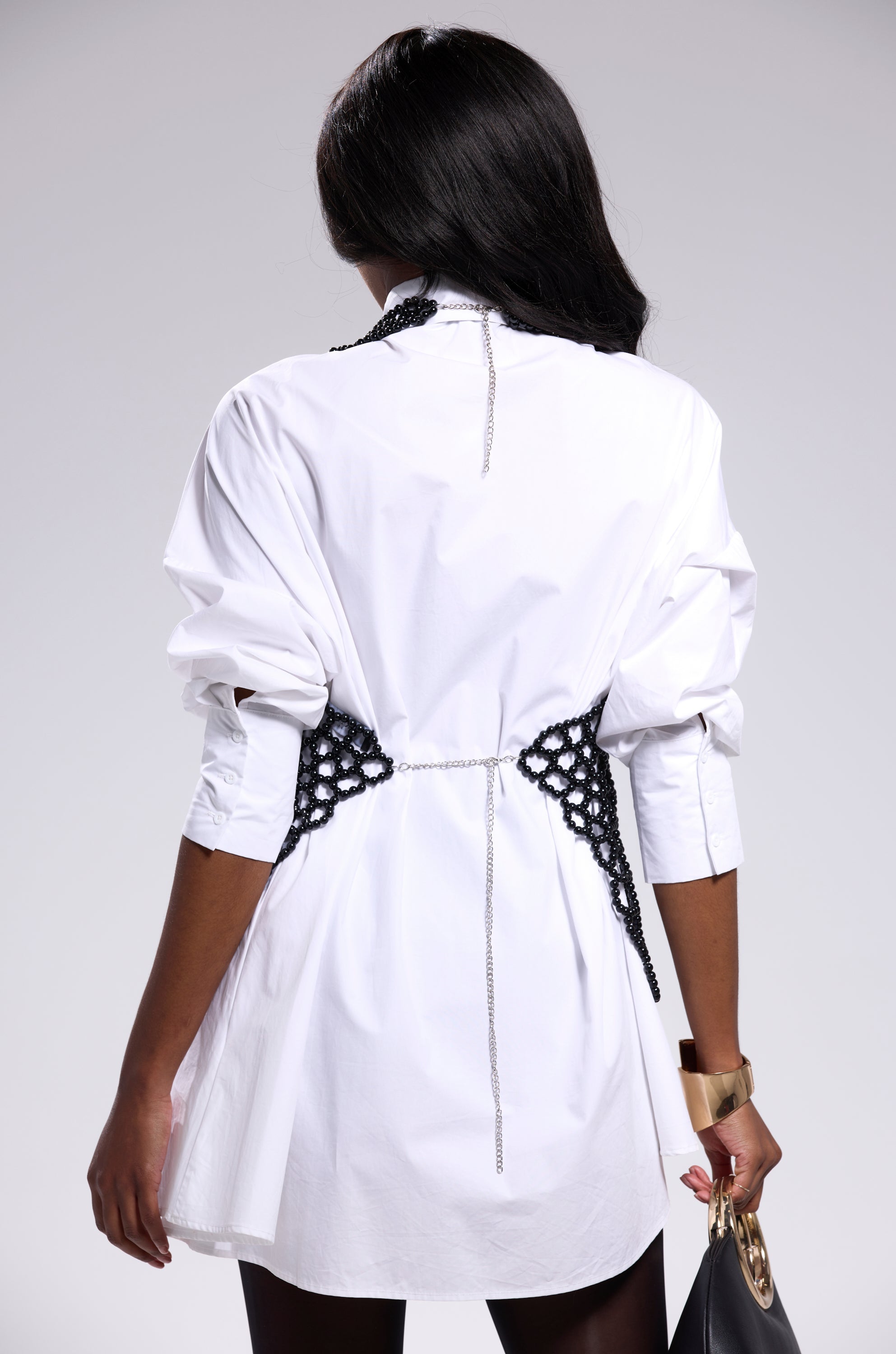 GETTIN HOT IN HERE BEADED TOP IN BLACK