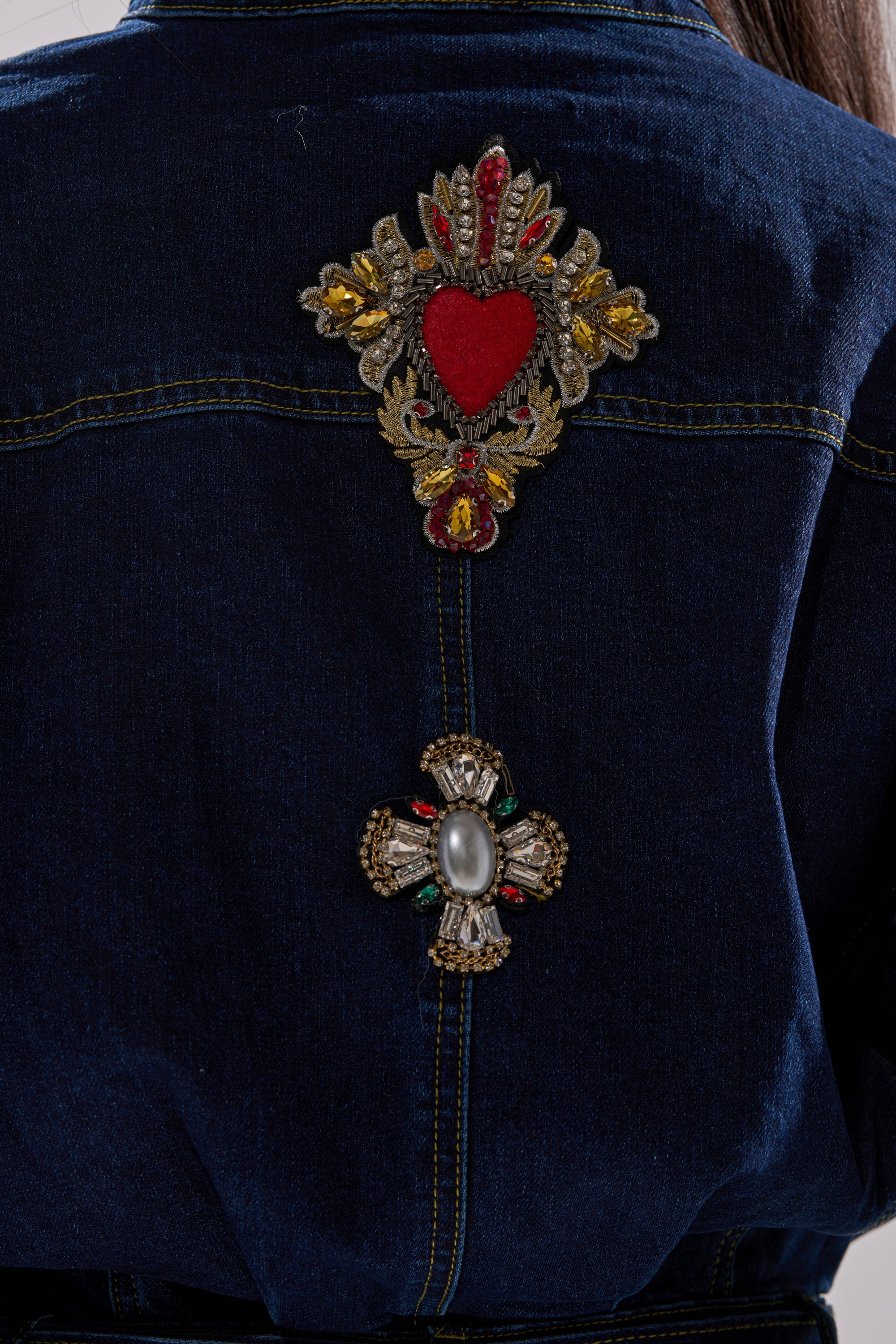 PRETTIEST PROBLEM DENIM PATCHWORK MINI DRESS