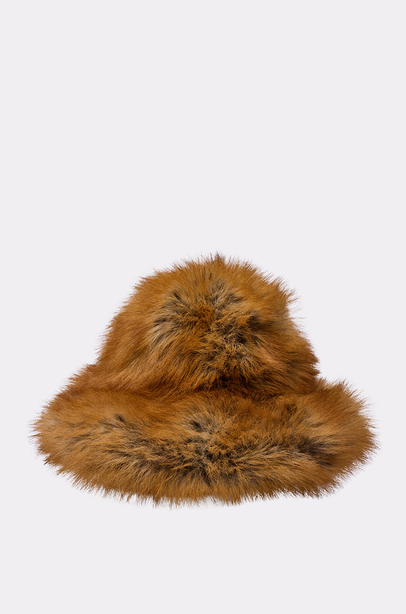 HOT GIRL FAUX FUR OVERSIZED BUCKET HAT