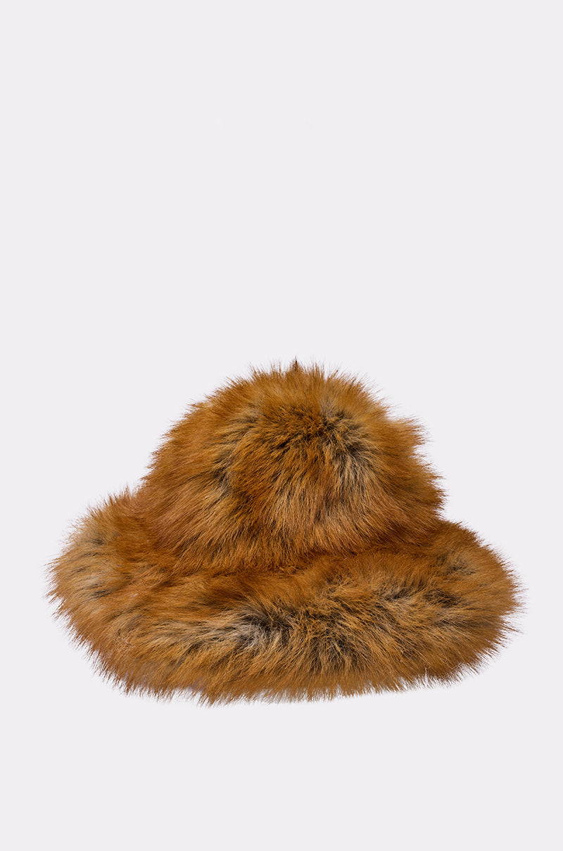 HOT GIRL FAUX FUR OVERSIZED BUCKET HAT