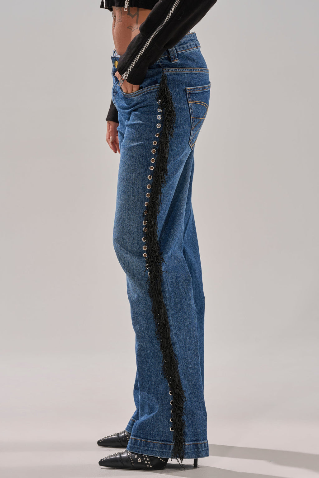 PARTY OVER HERE FRINGE STRAIGHT LEG DENIM
