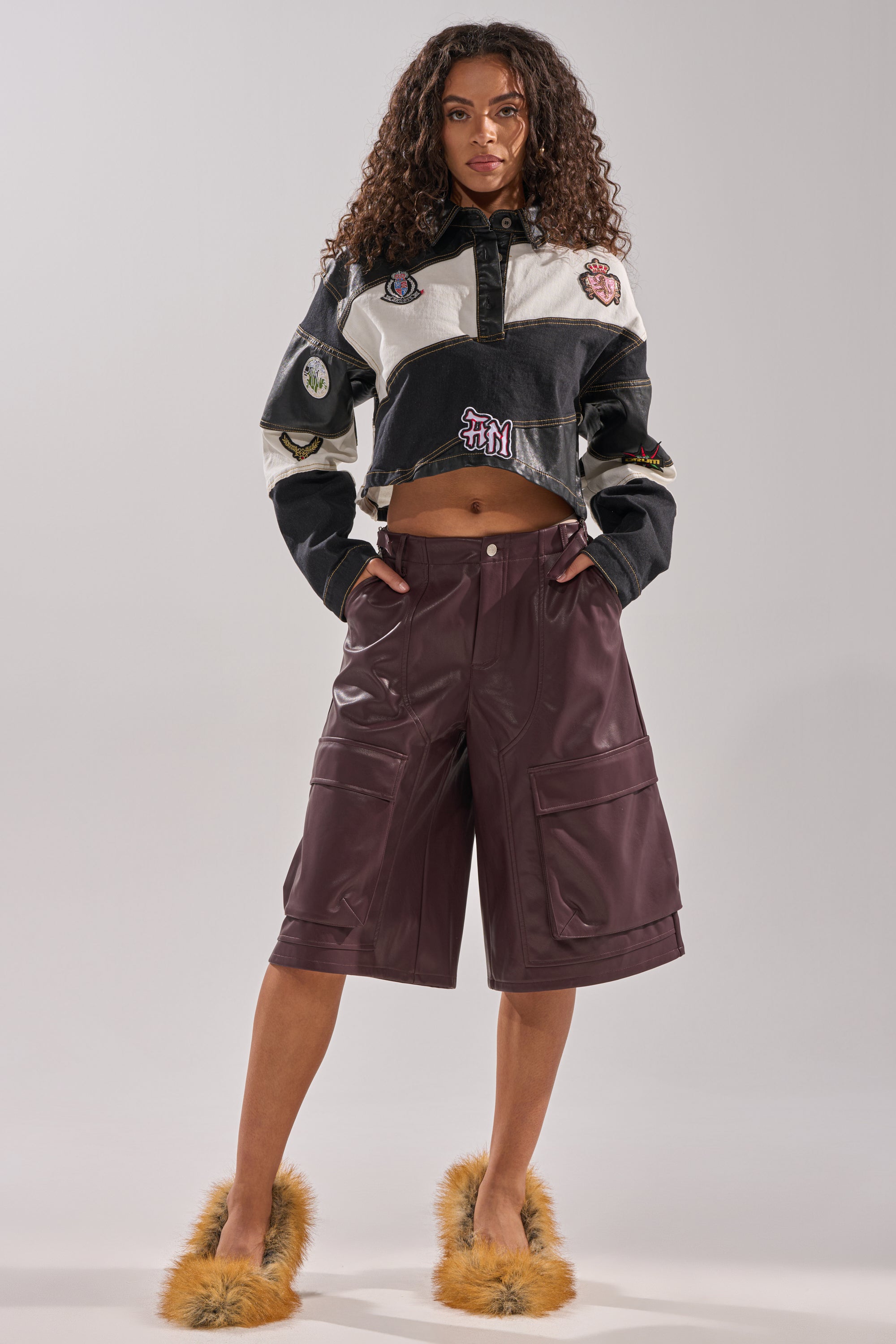 OVER DONE FAUX LEATHER BERMUDA SHORT