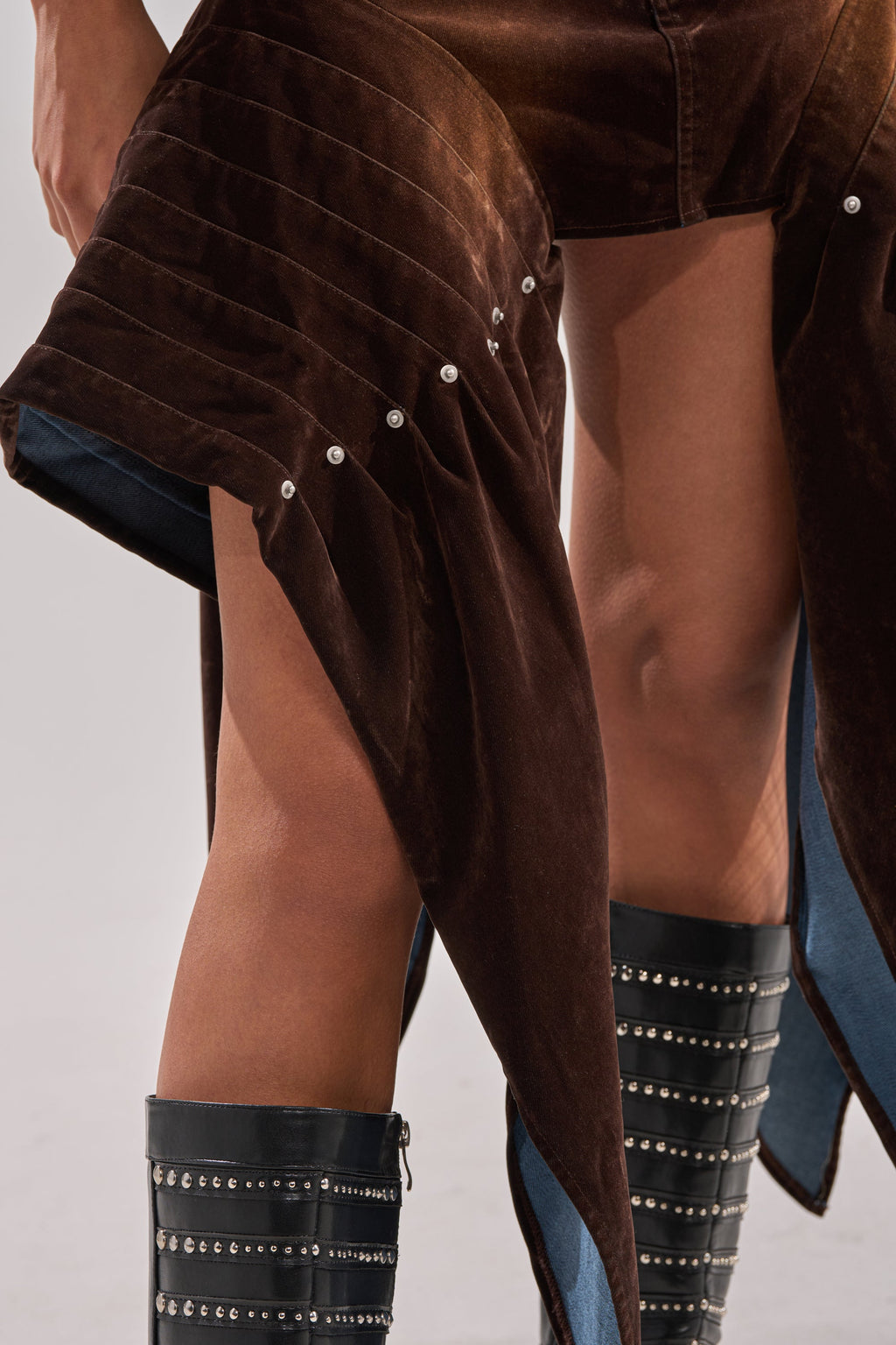 ALL FOR IN VELVET DENIM MINI SKIRT