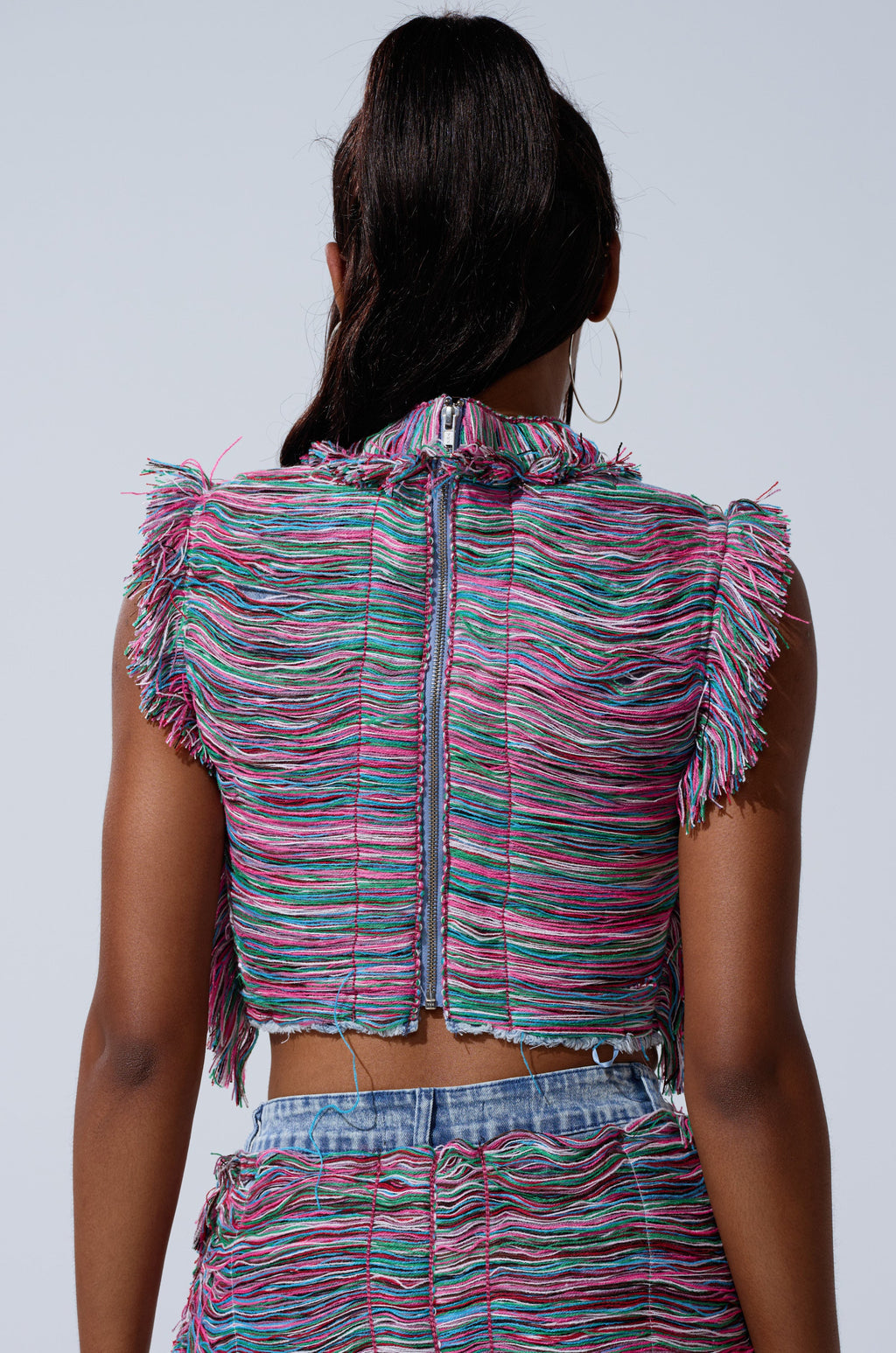 SHES GONE, DANCE ON GIRL SHREDDED DENIM TOP