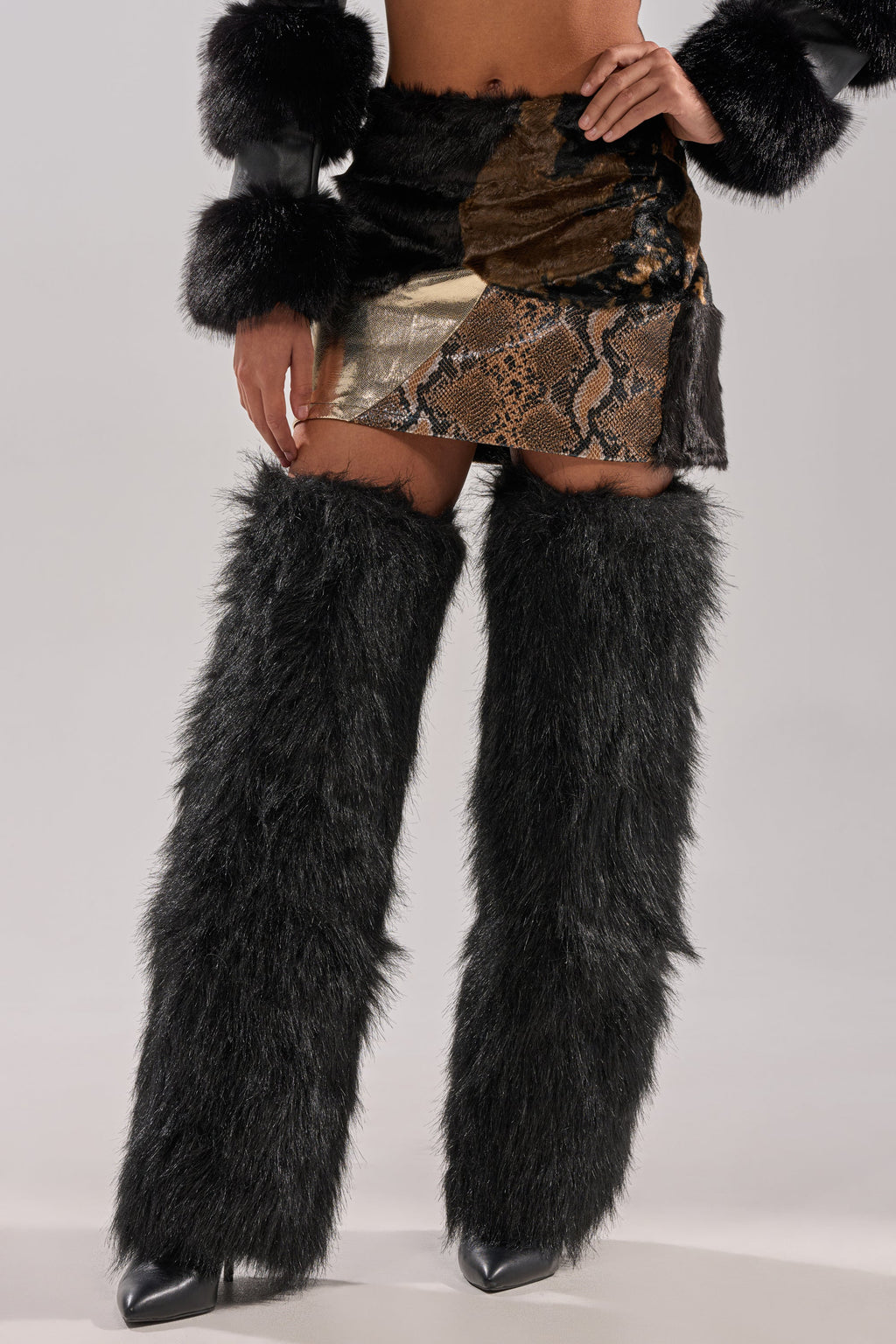 ALWAYS WANT YOU BY MY SIDE ABSTRACT FUR MINI SKIRT