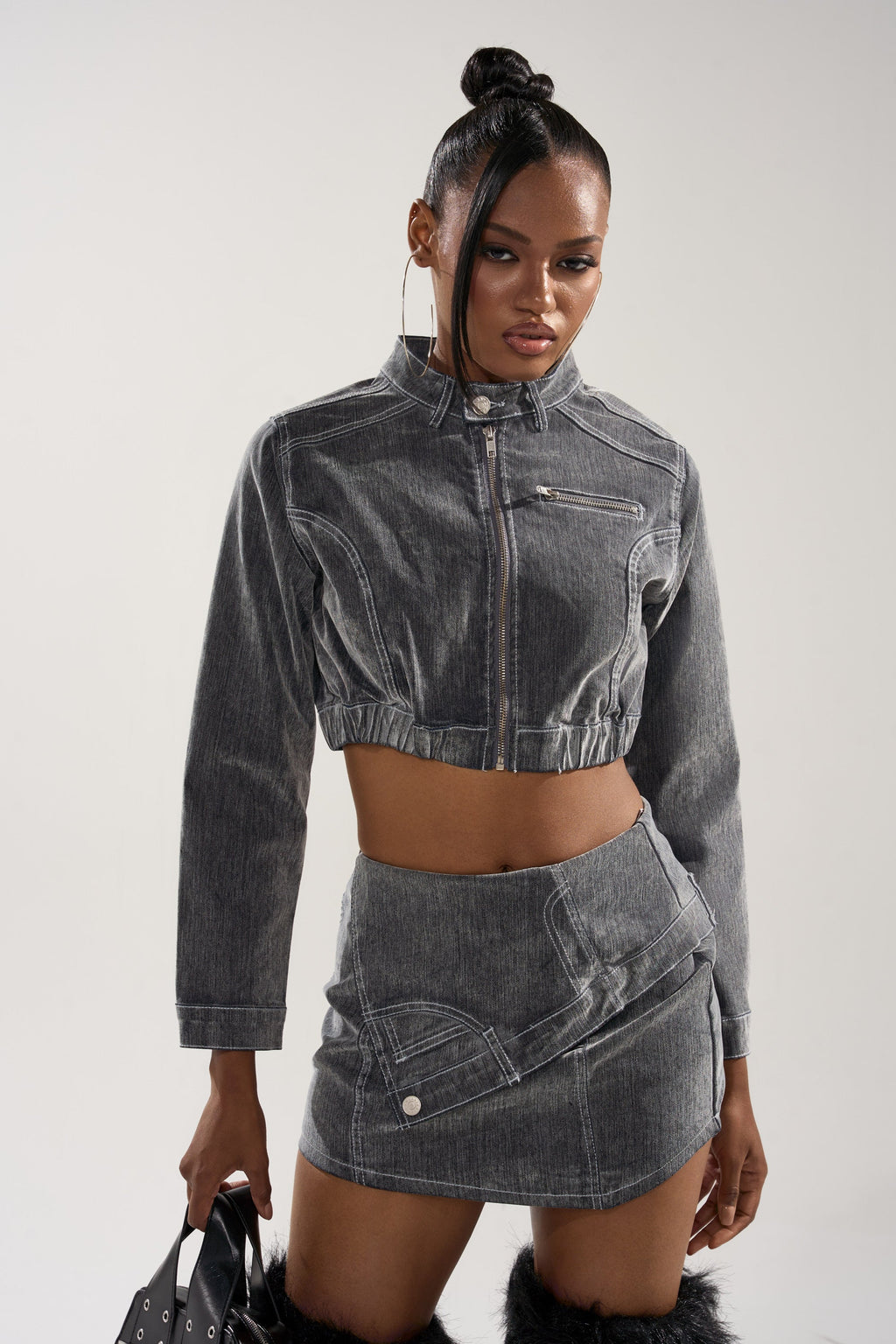 ALL FOR LOVE VELVET DENIM MOTO