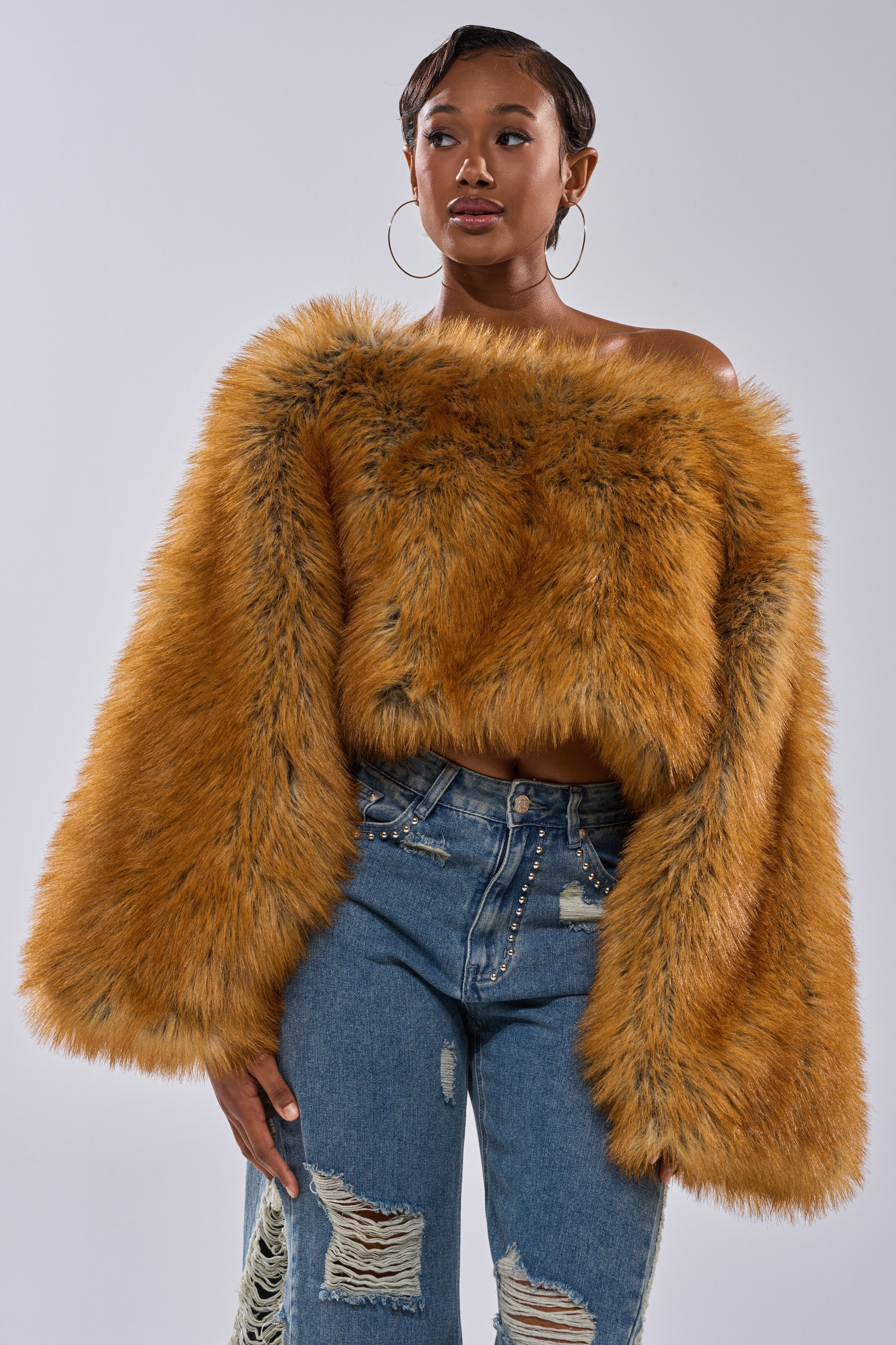 SNOW DAY FAUX FUR SWEATER