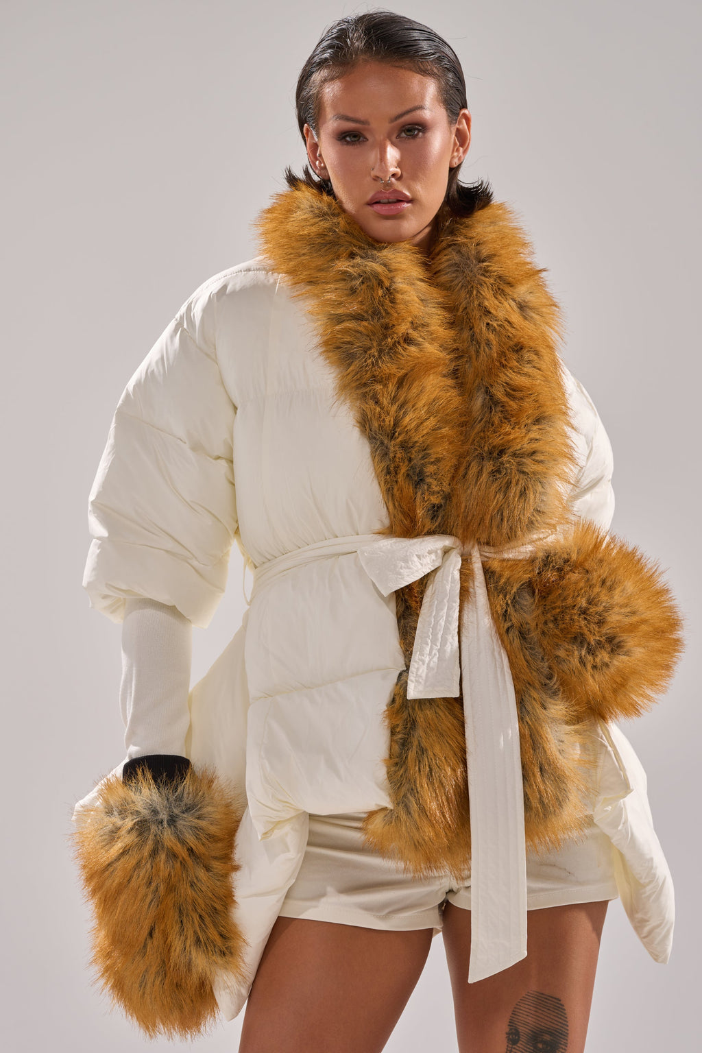 TALK TO ME NICE FUR TRIM PUFFER