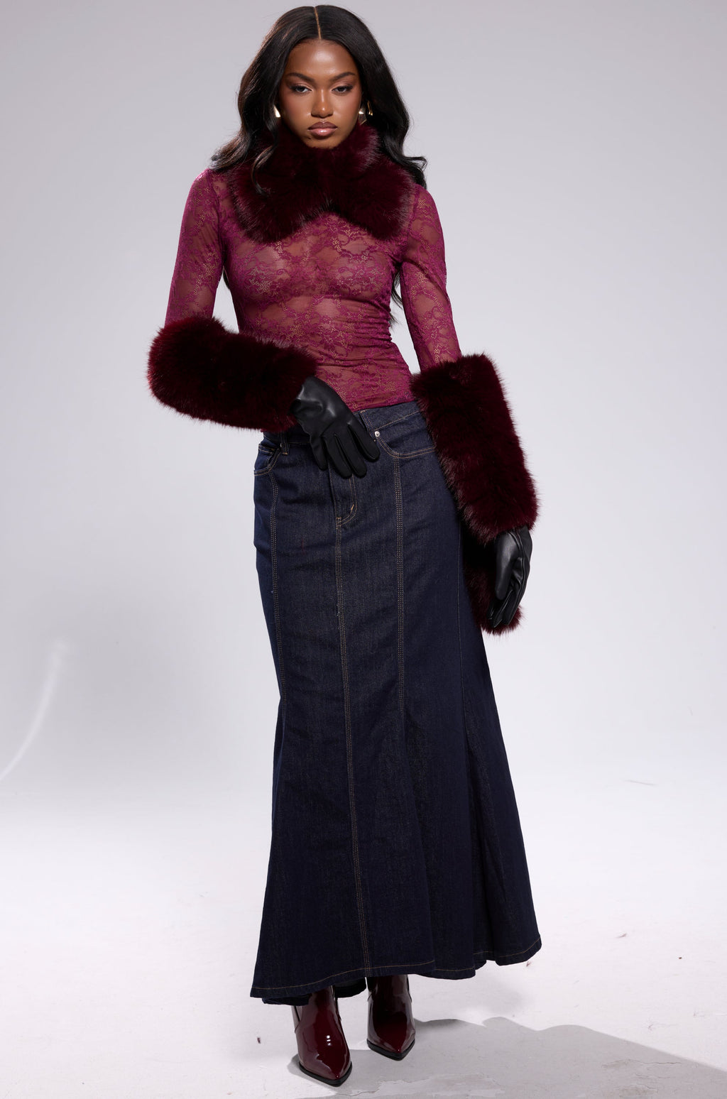 ALAIA FAUX FUR GLOVES