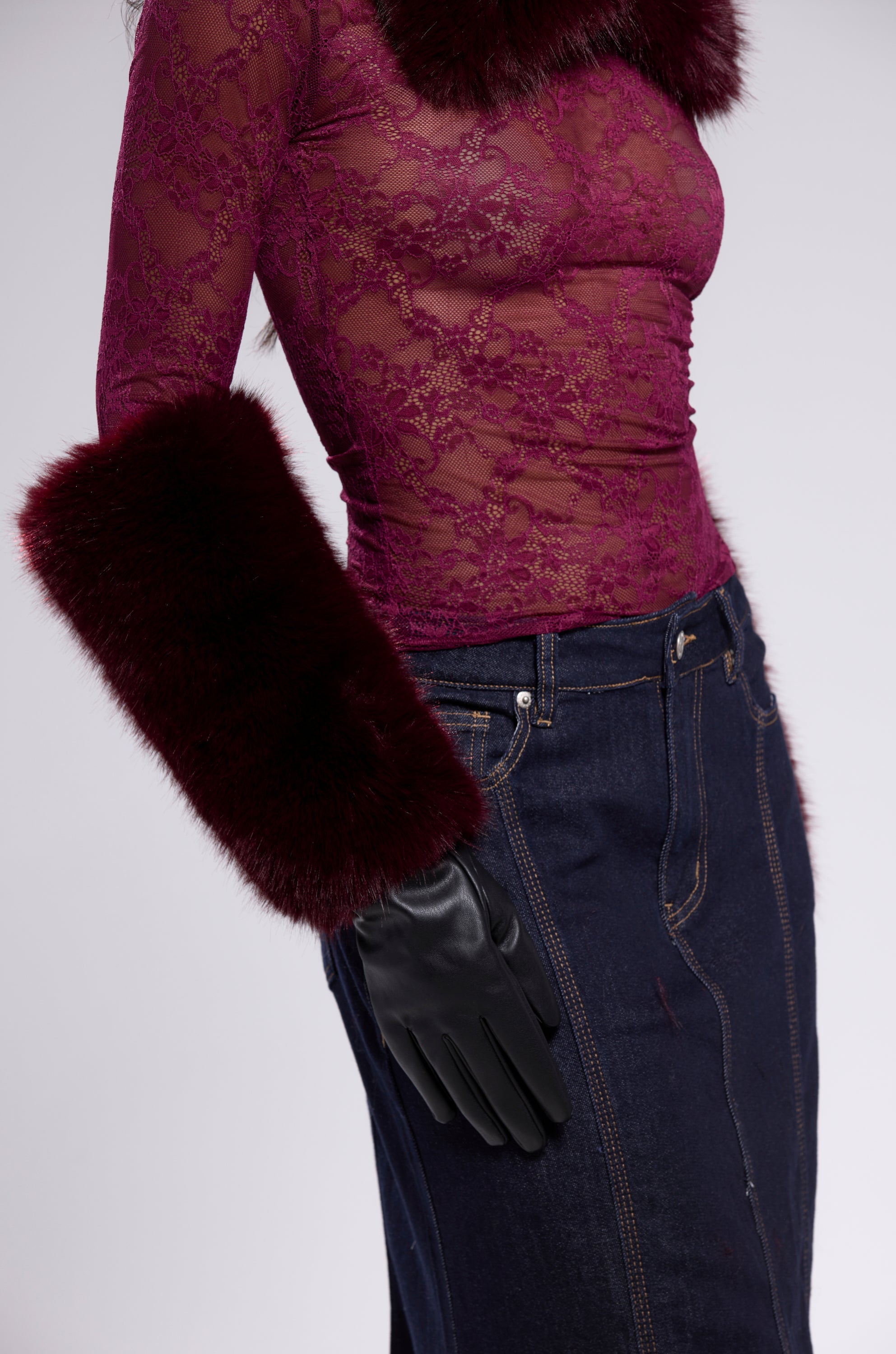 ALAIA FAUX FUR GLOVES