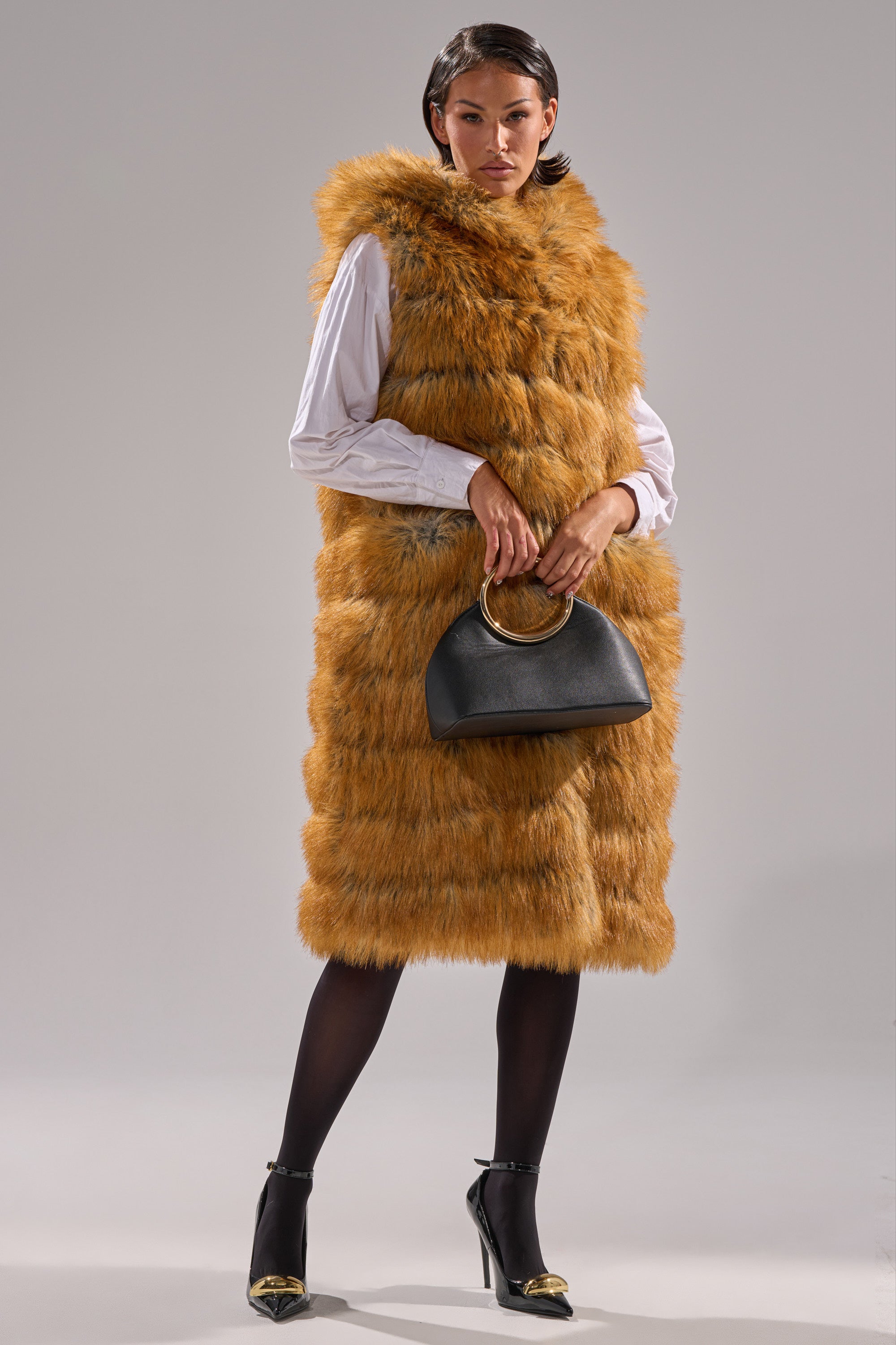 SLY HOODED FAUX FUR VEST