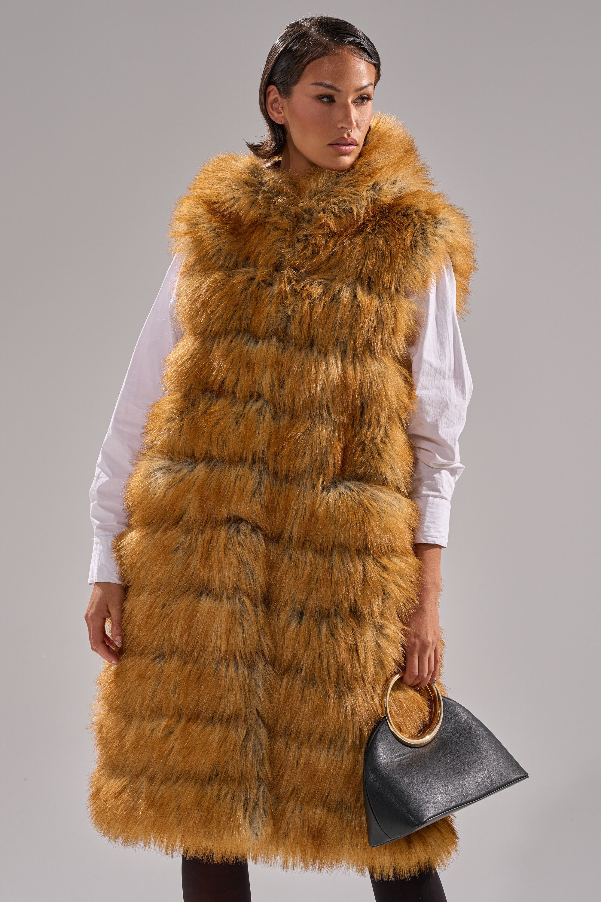 SLY HOODED FAUX FUR VEST