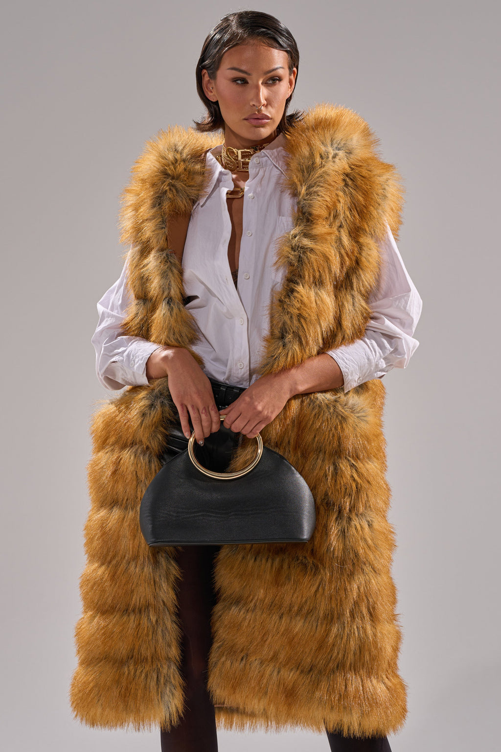 SLY HOODED FAUX FUR VEST