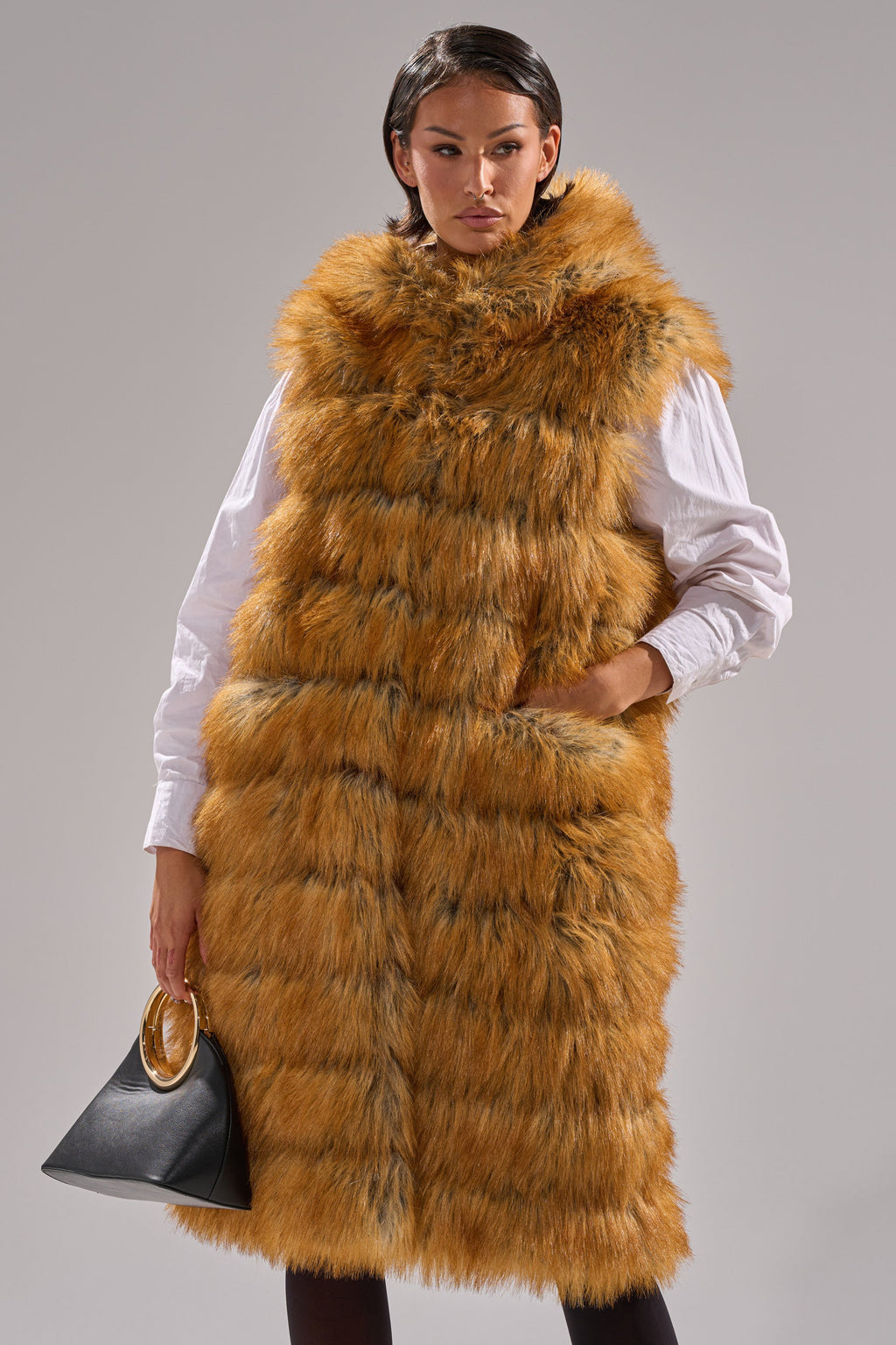SLY HOODED FAUX FUR VEST