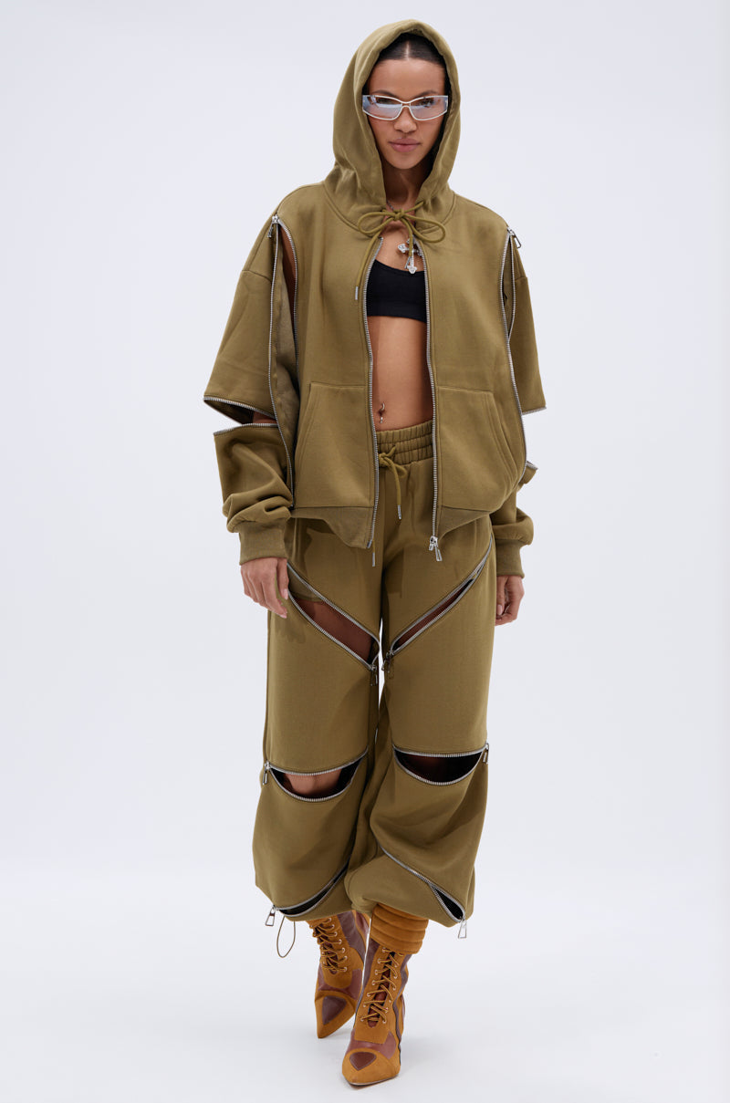 CALI MULTI ZIPPER HOODED SWEATSHIRT