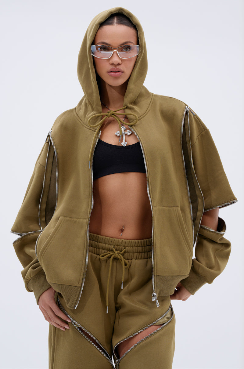 CALI MULTI ZIPPER HOODED SWEATSHIRT