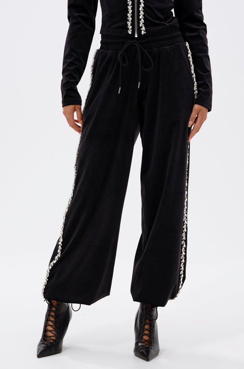 DARA RHINESTONE WIDE LEG SWEATPANT