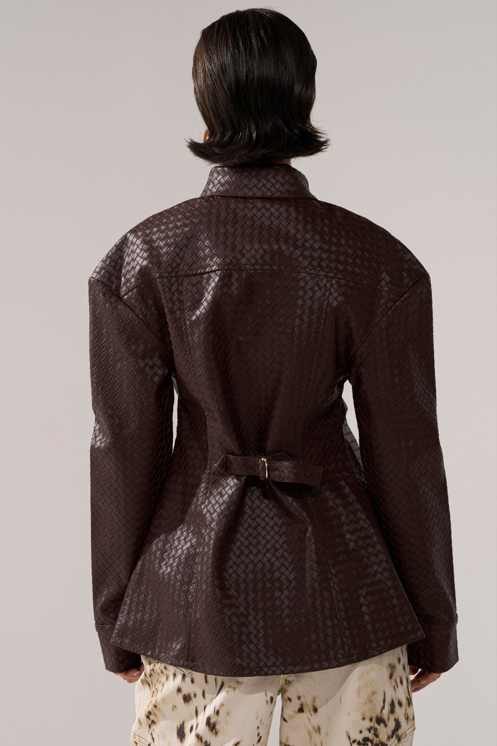 FEELING RICH FAUX LEATHER BUTTON DOWN