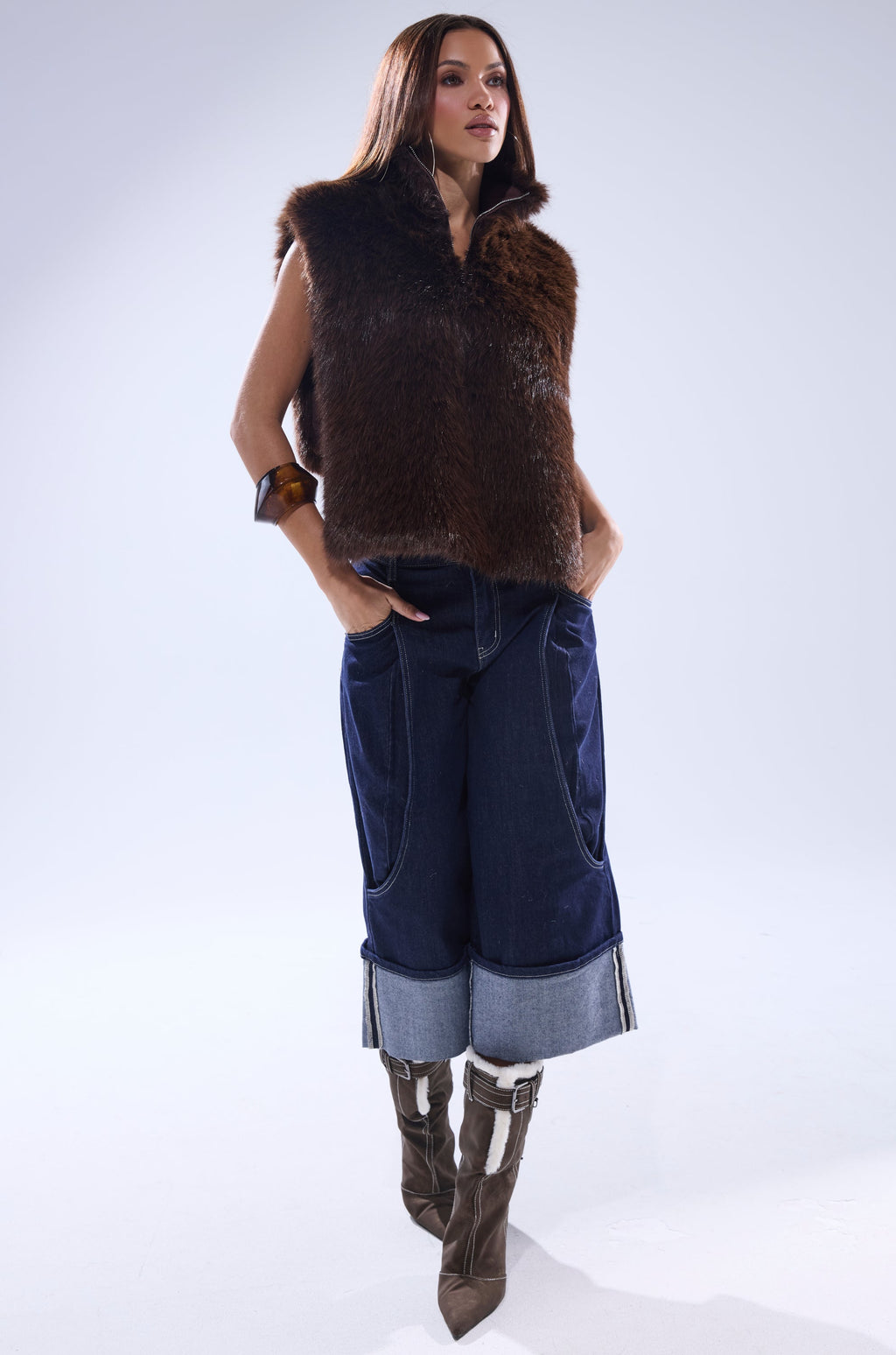 SURE THANG FUR TURTLENECK PULLOVER