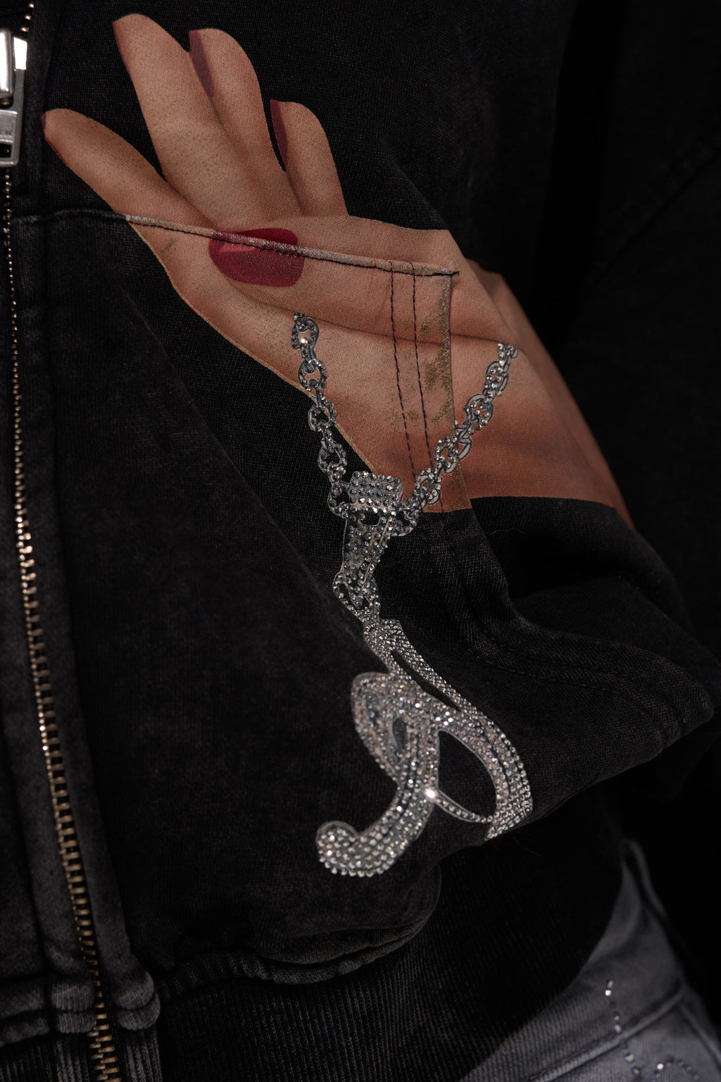 GRAB MY HAND ZIP UP SWEATSHIRT