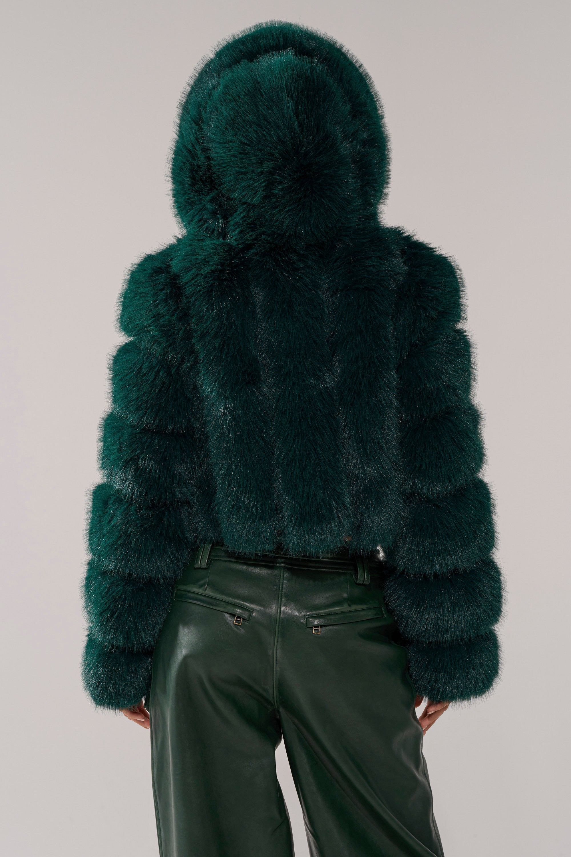 JOLENE FAUX FUR COAT IN EMERALD GREEN
