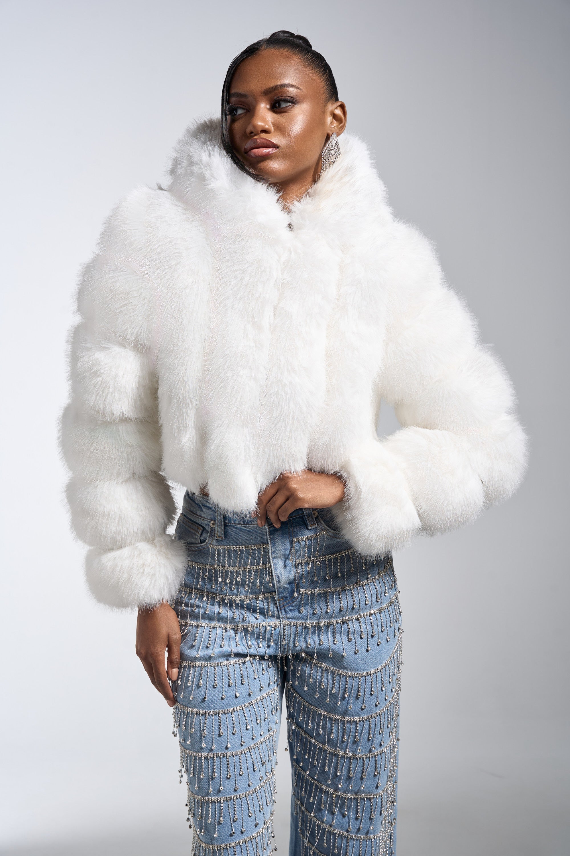 JOLENE FAUX FUR COAT IN WHITE