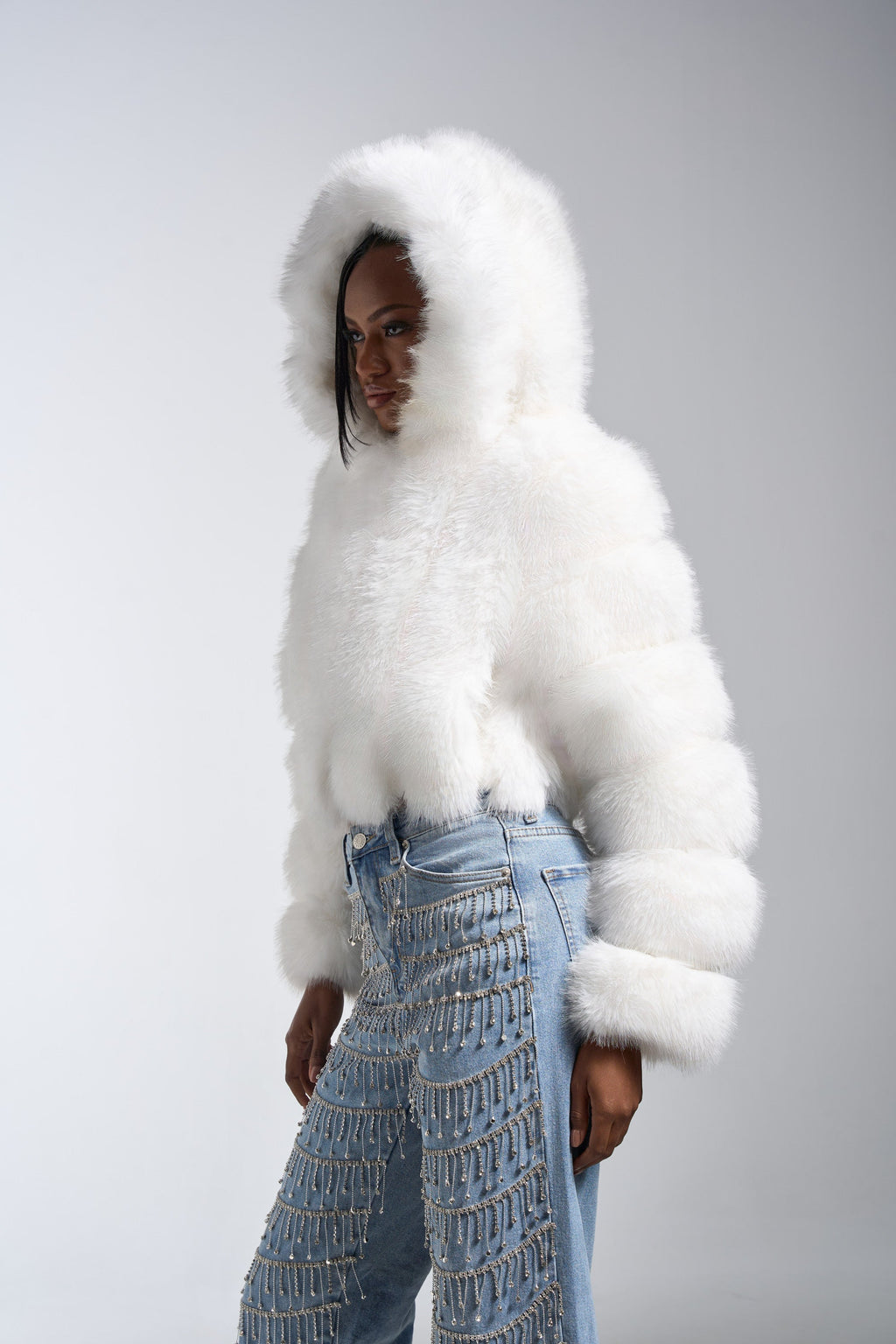 JOLENE FAUX FUR COAT IN WHITE