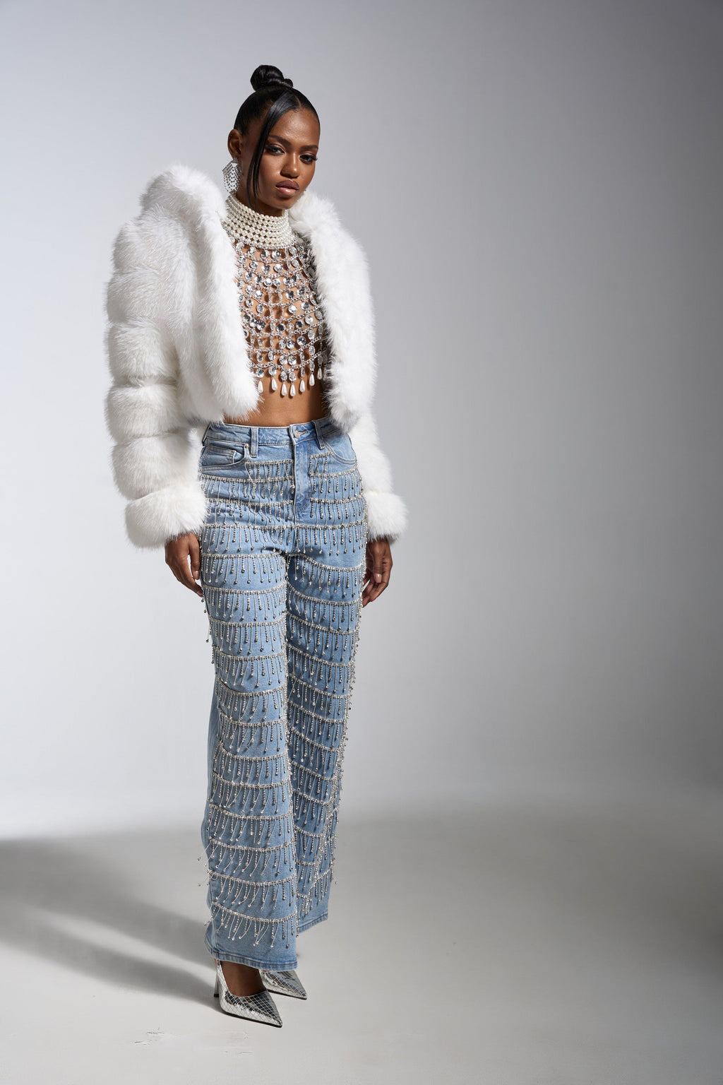 JOLENE FAUX FUR COAT IN WHITE