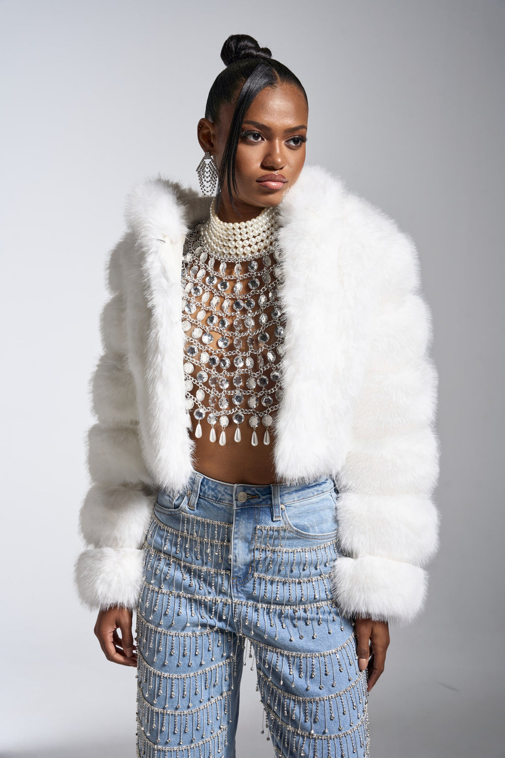 JOLENE FAUX FUR COAT IN WHITE