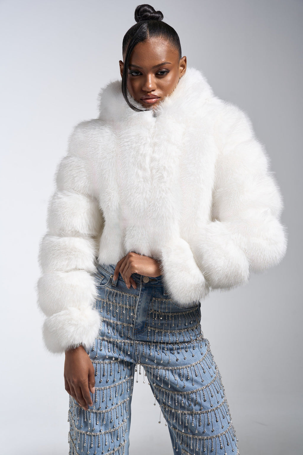 JOLENE FAUX FUR COAT IN WHITE